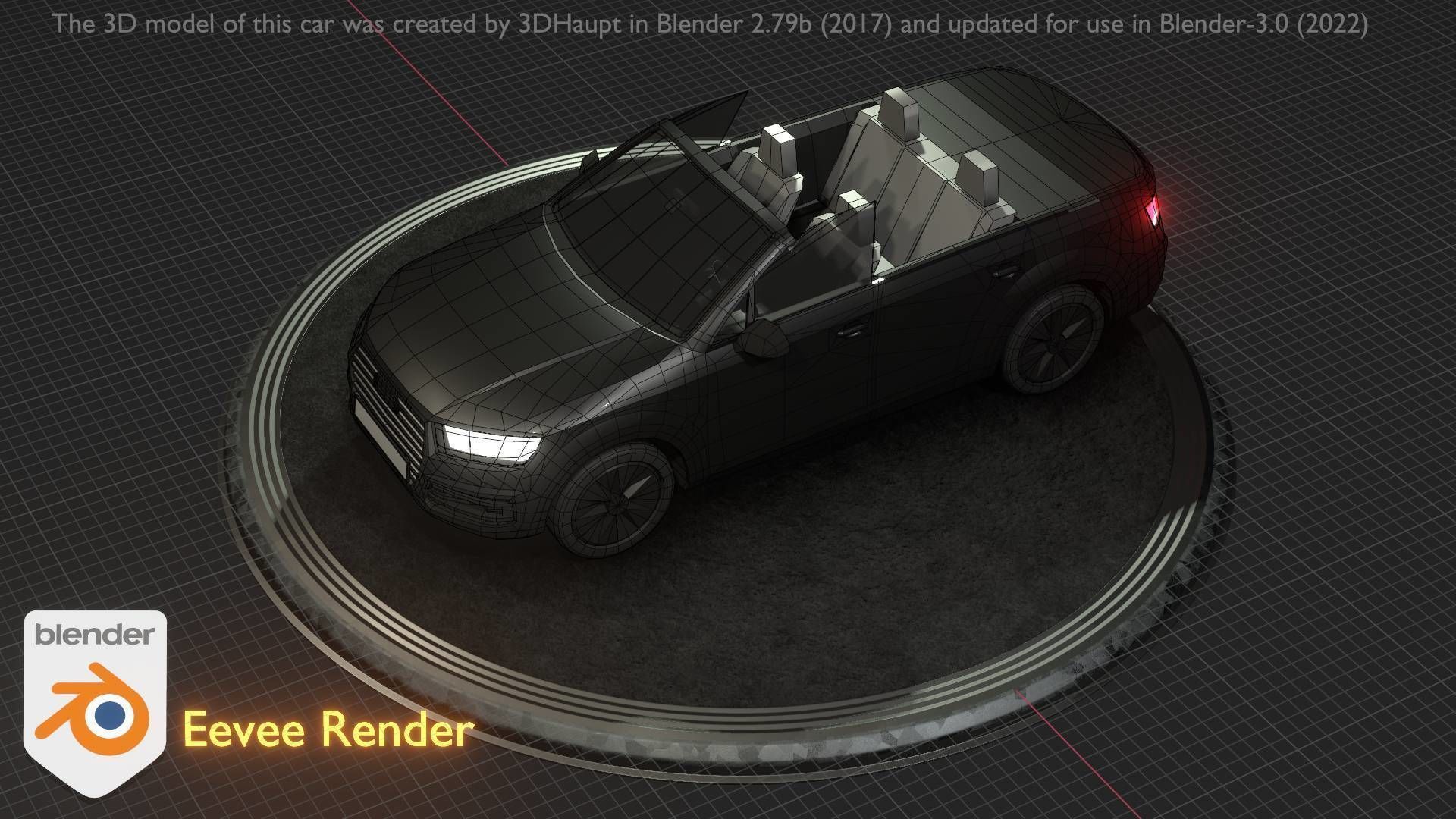 City Car 6 SUV Cabrio Open Type-B Black  Low-poly 3D model_61