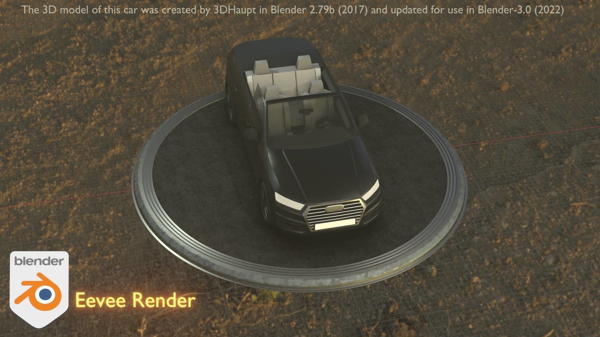 City Car 6 SUV Cabrio Open Type-B Black  Low-poly 3D model_25