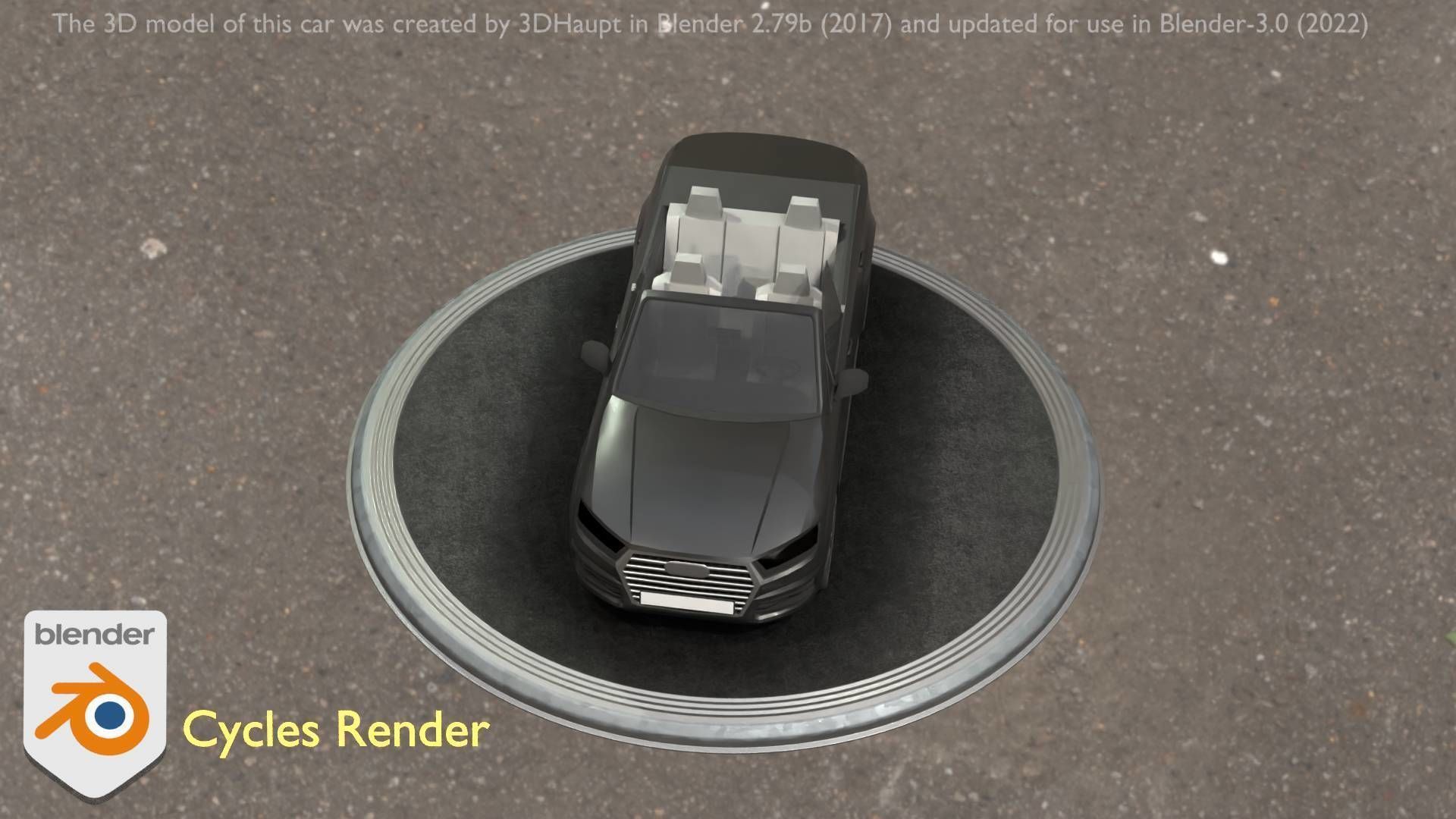 City Car 6 SUV Cabrio Open Type-B Black  Low-poly 3D model_26