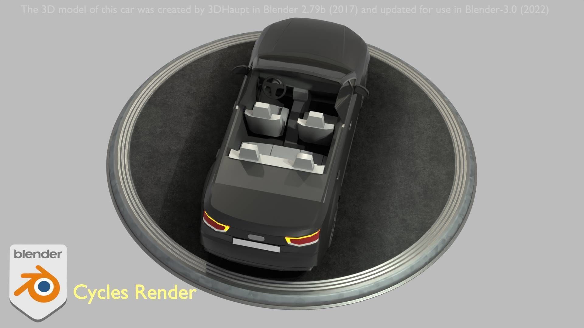 City Car 6 SUV Cabrio Open Type-B Black  Low-poly 3D model_18