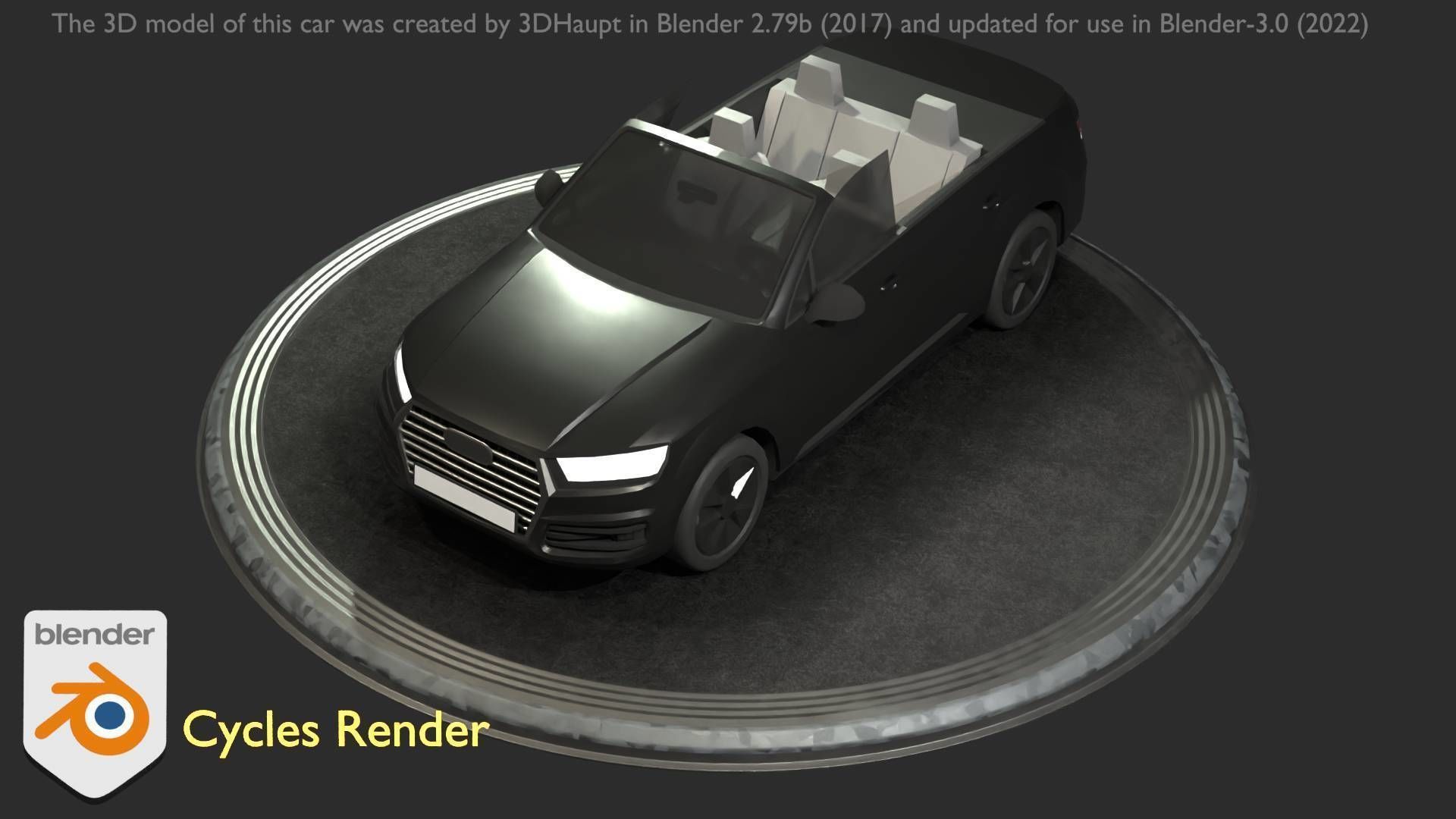 City Car 6 SUV Cabrio Open Type-B Black  Low-poly 3D model_60
