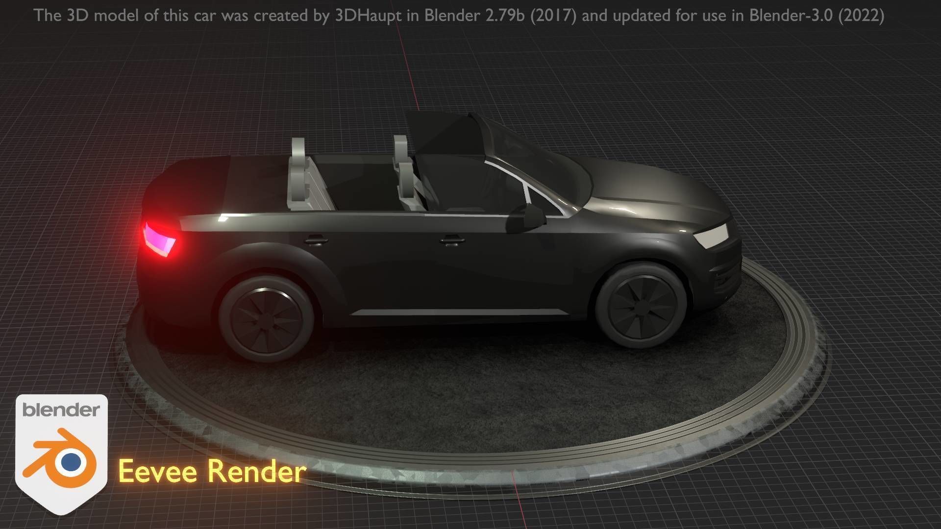 City Car 6 SUV Cabrio Open Type-B Black  Low-poly 3D model_5