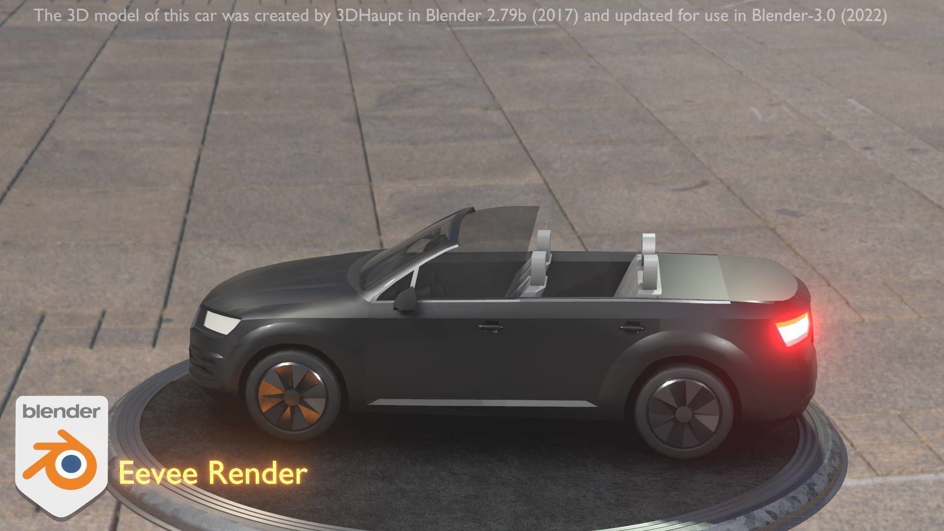 City Car 6 SUV Cabrio Open Type-B Black  Low-poly 3D model_79