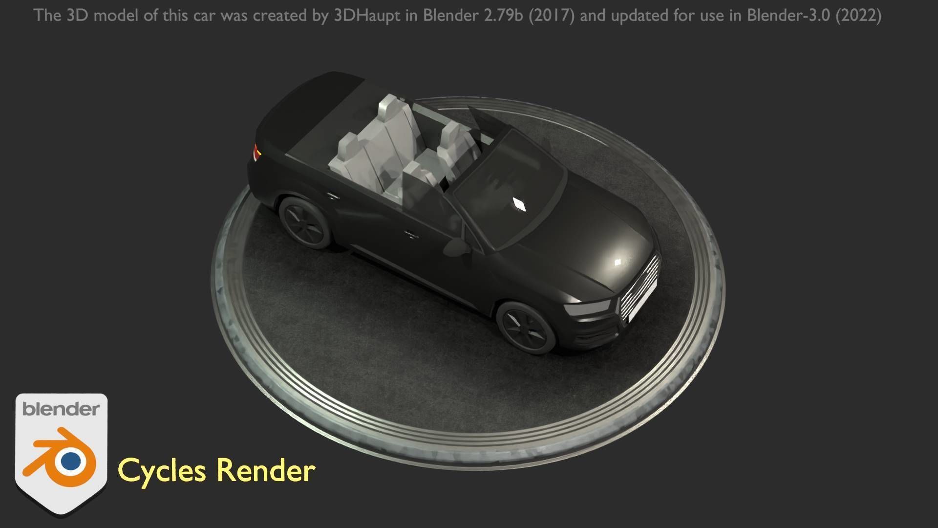 City Car 6 SUV Cabrio Open Type-B Black  Low-poly 3D model_72