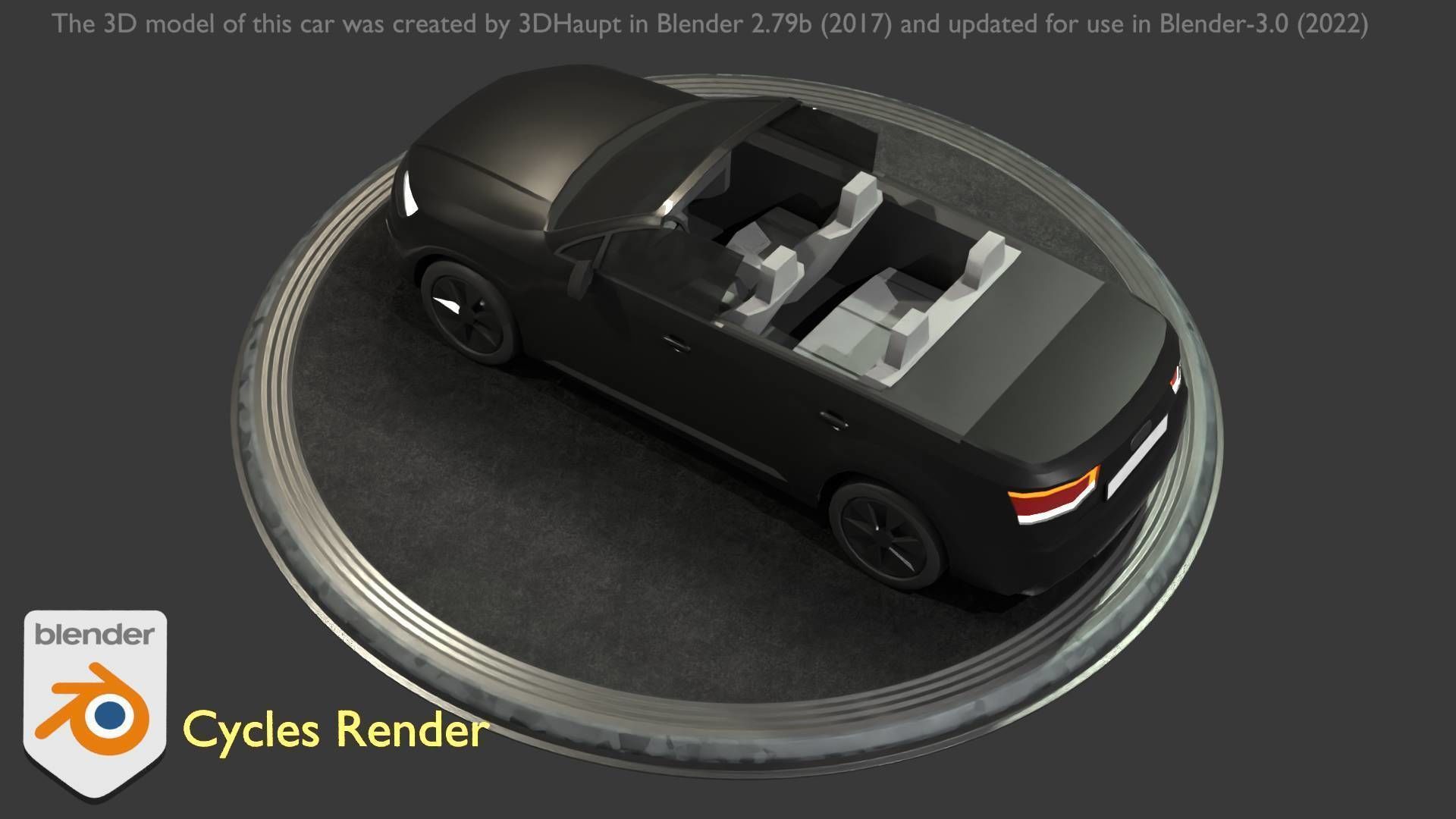 City Car 6 SUV Cabrio Open Type-B Black  Low-poly 3D model_64