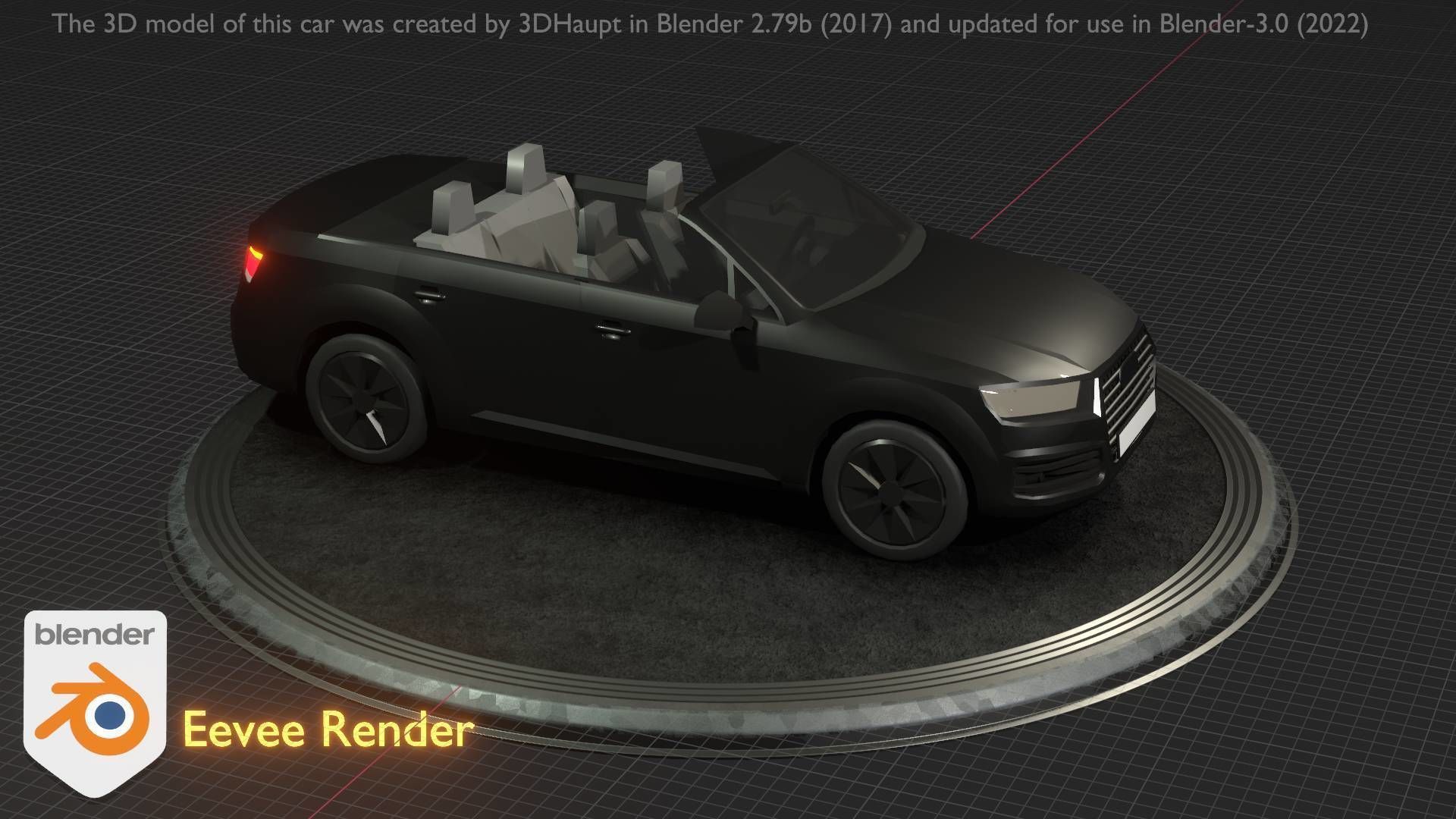 City Car 6 SUV Cabrio Open Type-B Black  Low-poly 3D model_40