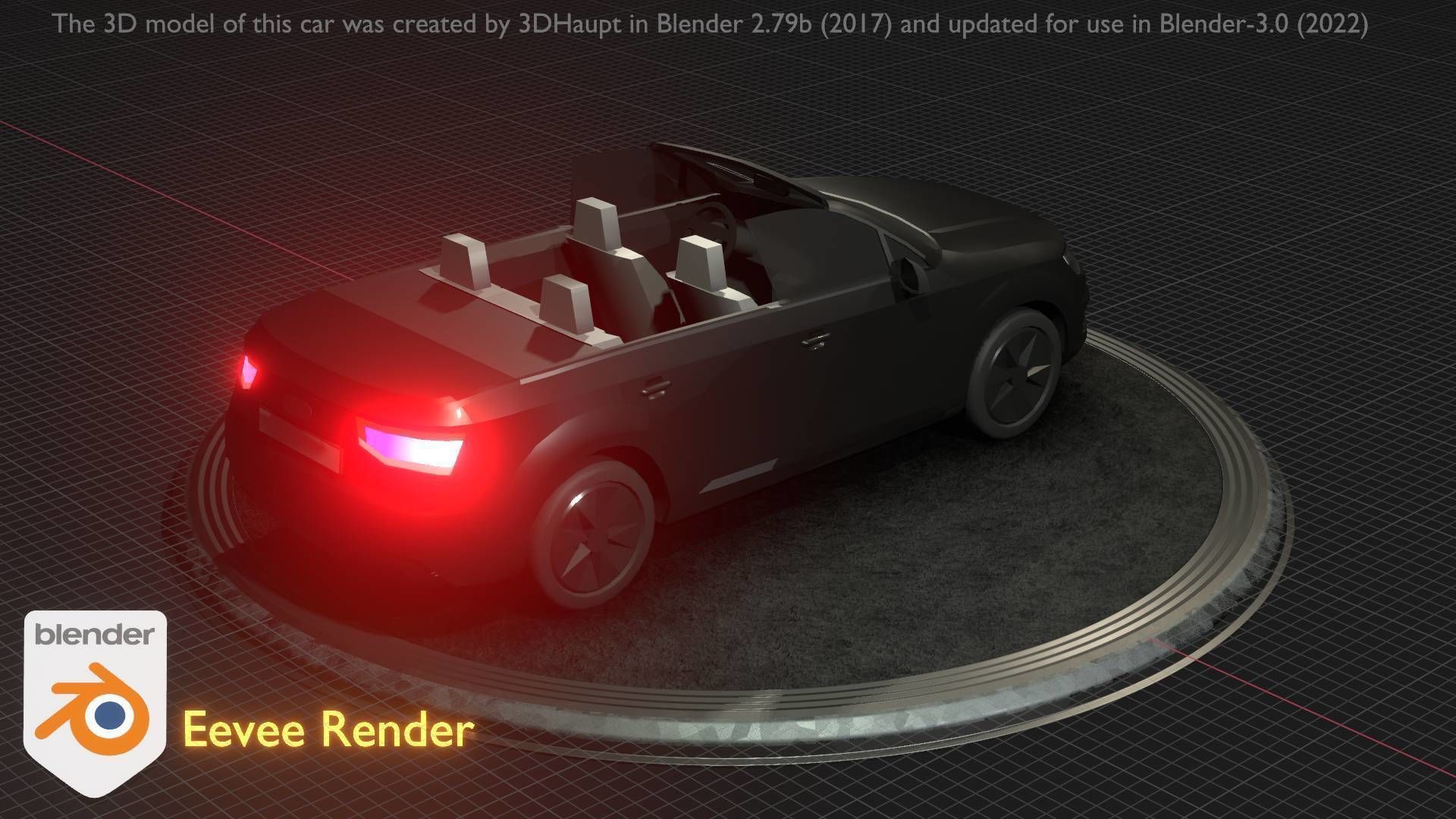 City Car 6 SUV Cabrio Open Type-B Black  Low-poly 3D model_84