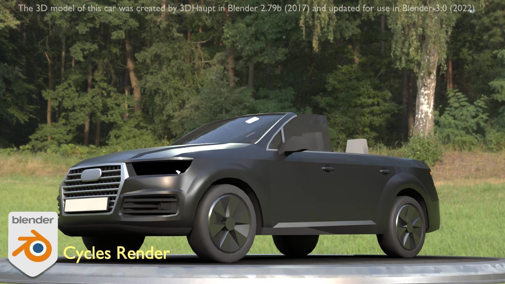 City Car 6 SUV Cabrio Open Type-B Black  Low-poly 3D model_45