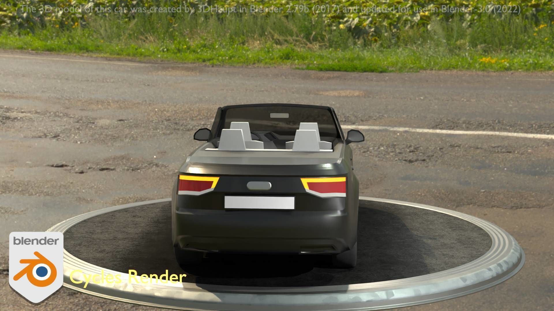 City Car 6 SUV Cabrio Open Type-B Black  Low-poly 3D model_35