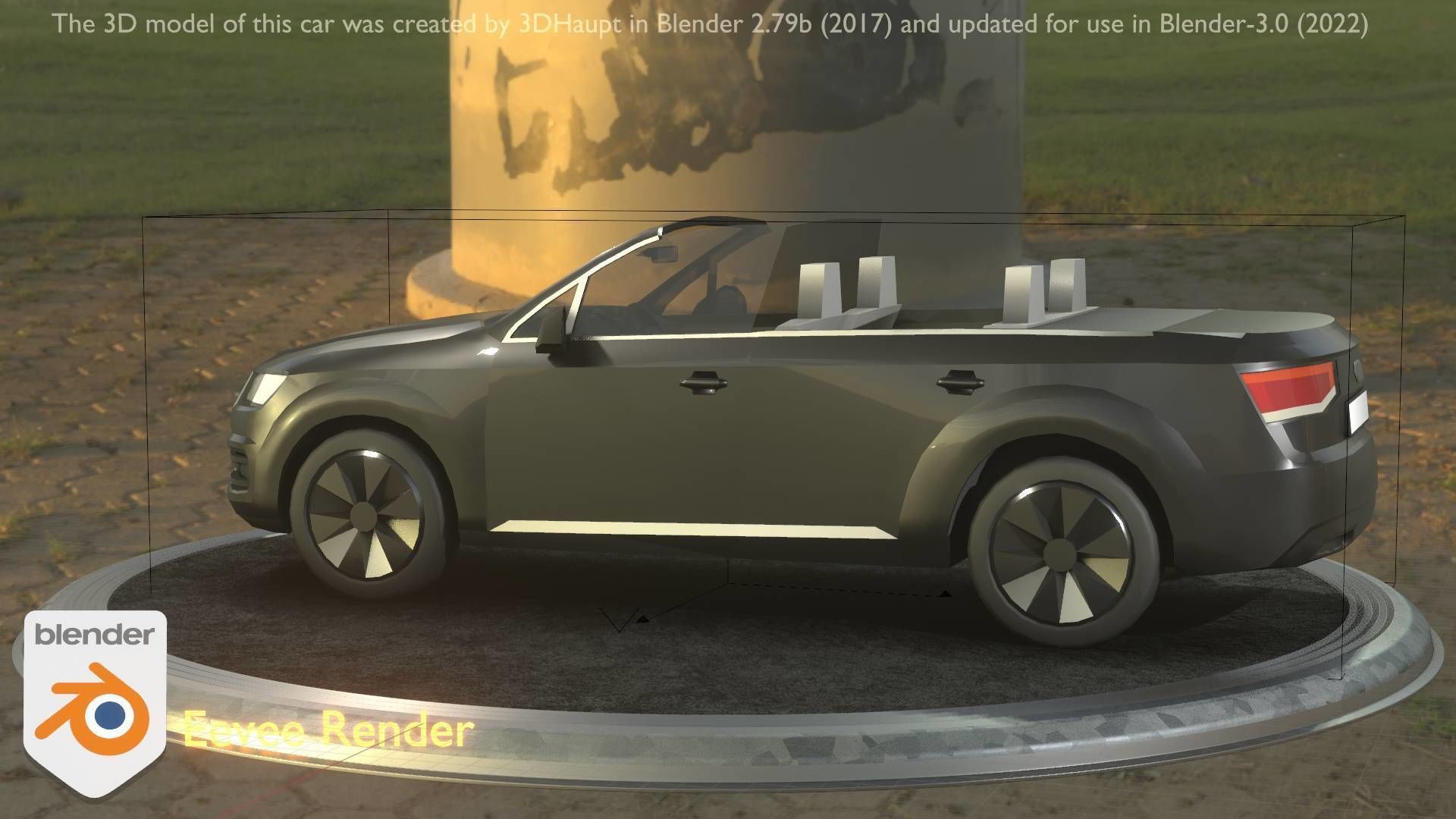 City Car 6 SUV Cabrio Open Type-B Black  Low-poly 3D model_47