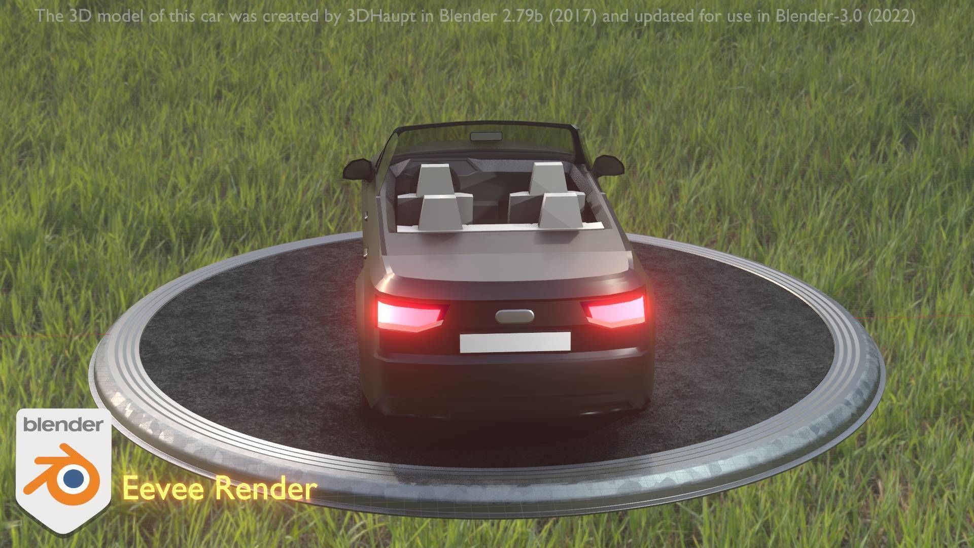 City Car 6 SUV Cabrio Open Type-B Black  Low-poly 3D model_97