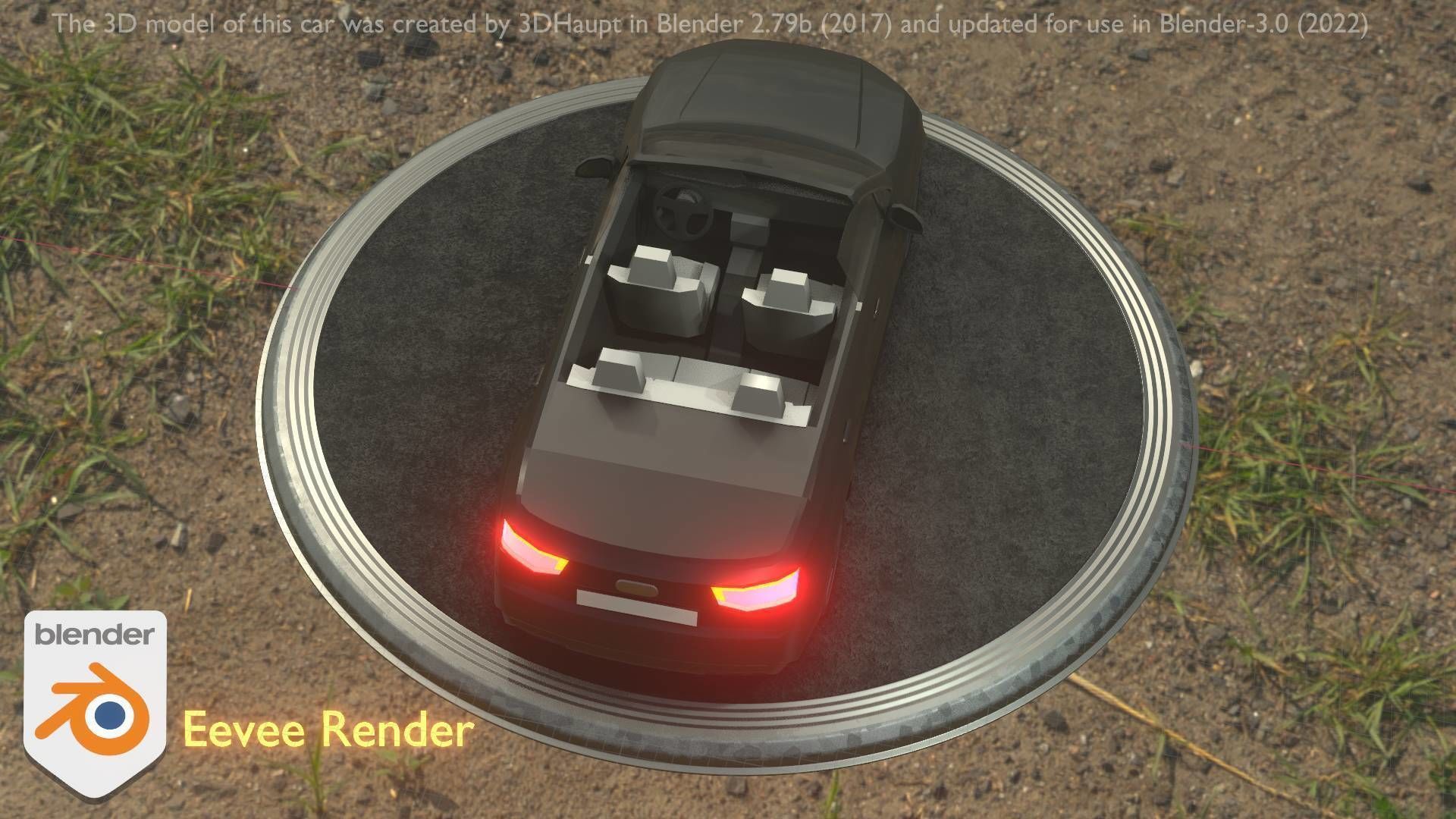 City Car 6 SUV Cabrio Open Type-B Black  Low-poly 3D model_67