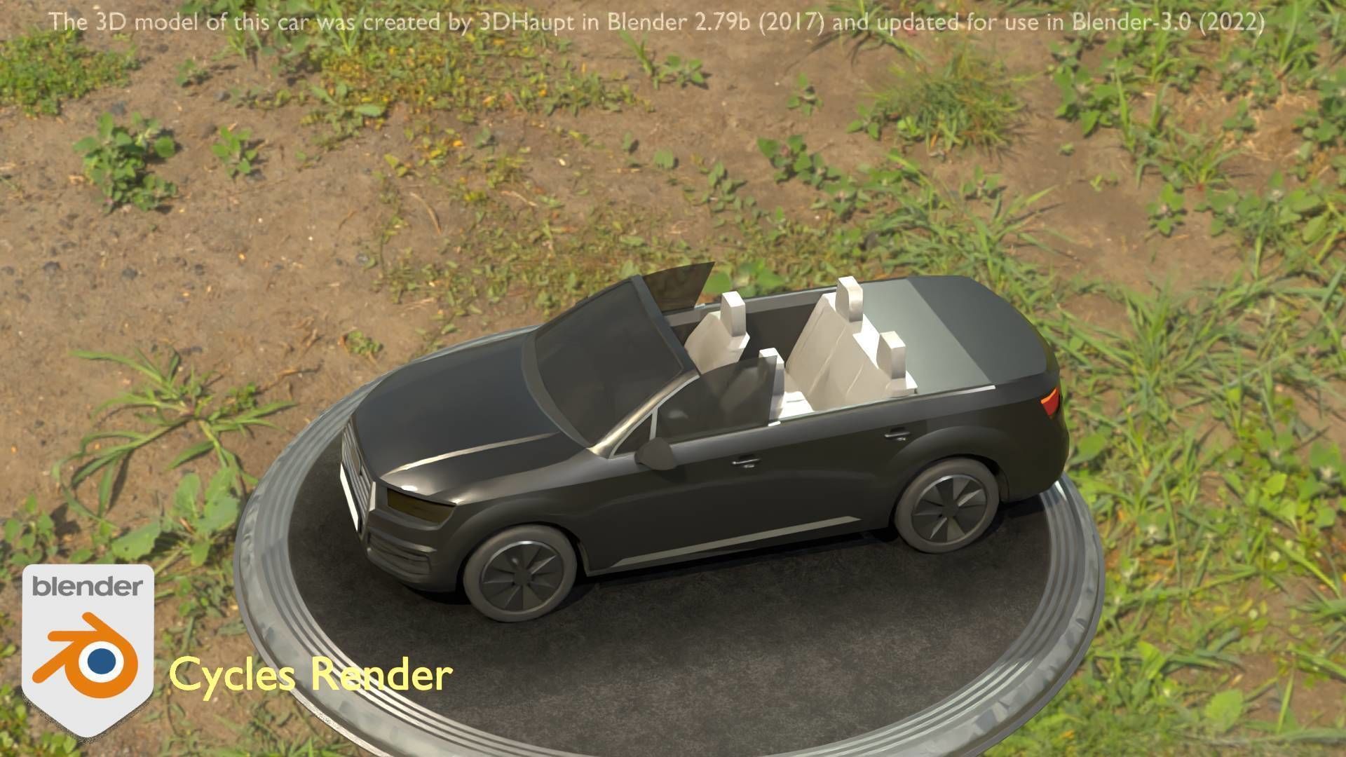 City Car 6 SUV Cabrio Open Type-B Black  Low-poly 3D model_78