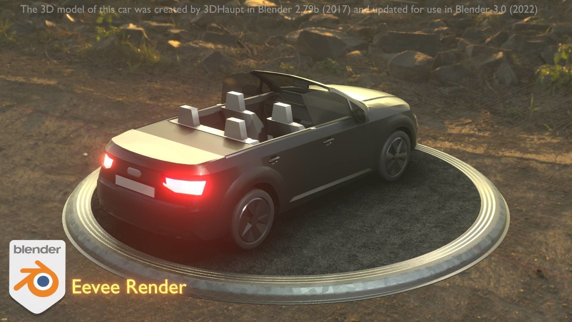 City Car 6 SUV Cabrio Open Type-B Black  Low-poly 3D model_3