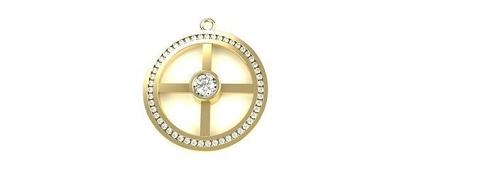 Round Diamond Pendant Gold Silver Platinum Luxury Jewelry 3D print model