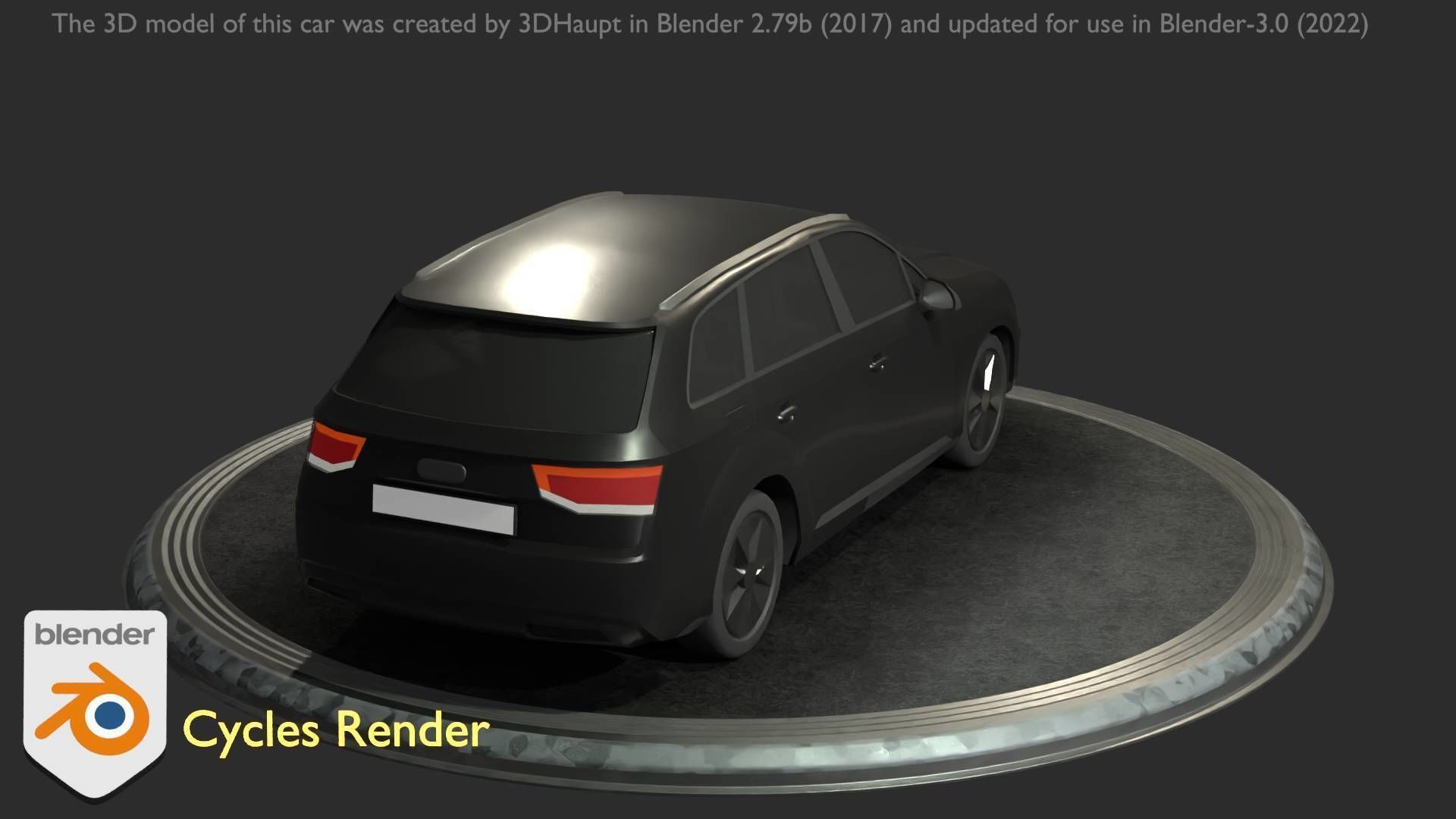 City Car 7 SUV Type-B Black  Low-poly 3D model_85