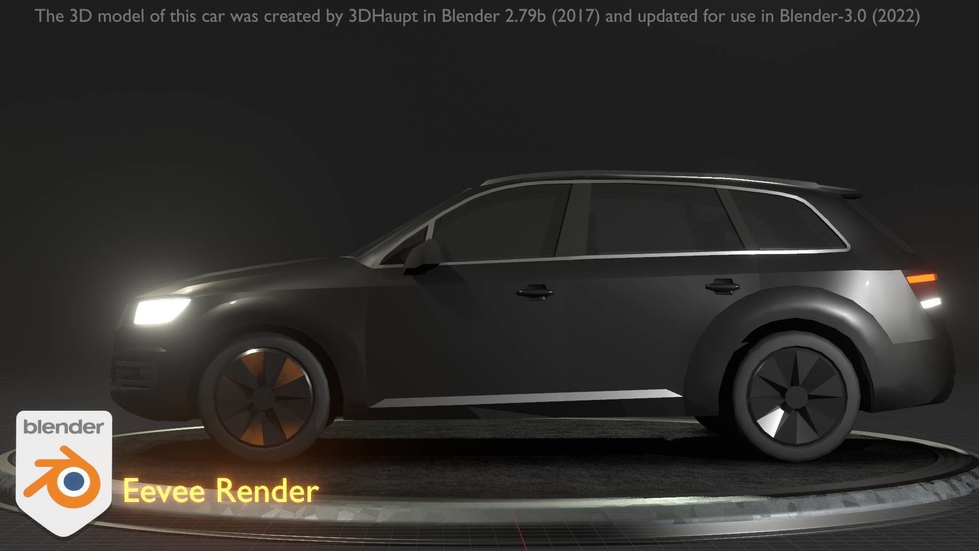 City Car 7 SUV Type-B Black  Low-poly 3D model_93