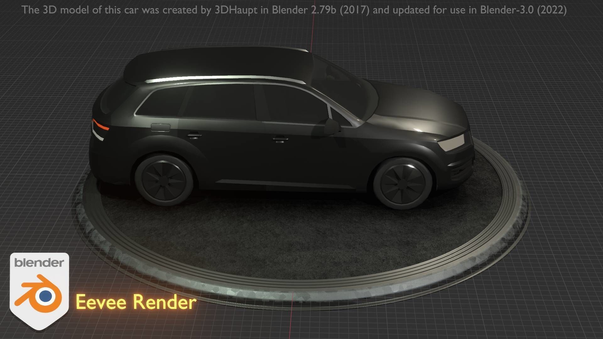 City Car 7 SUV Type-B Black  Low-poly 3D model_87