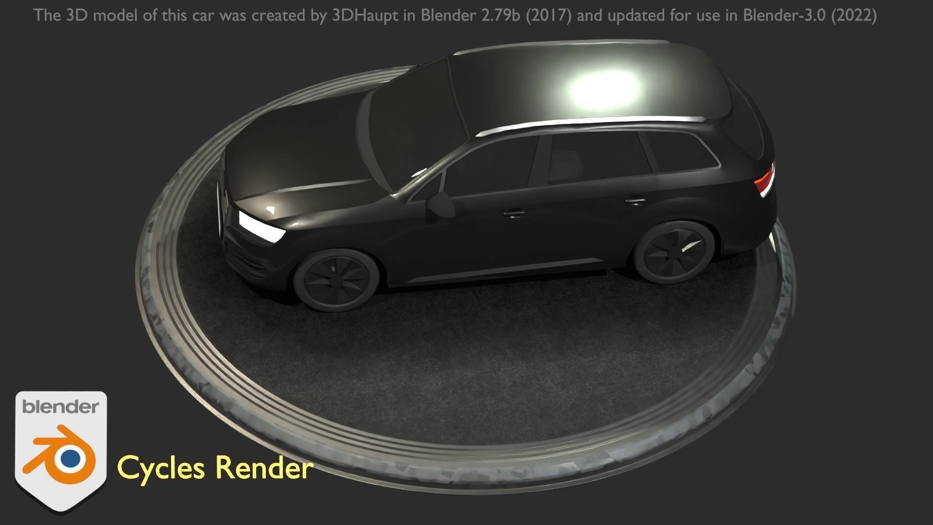 City Car 7 SUV Type-B Black  Low-poly 3D model_64