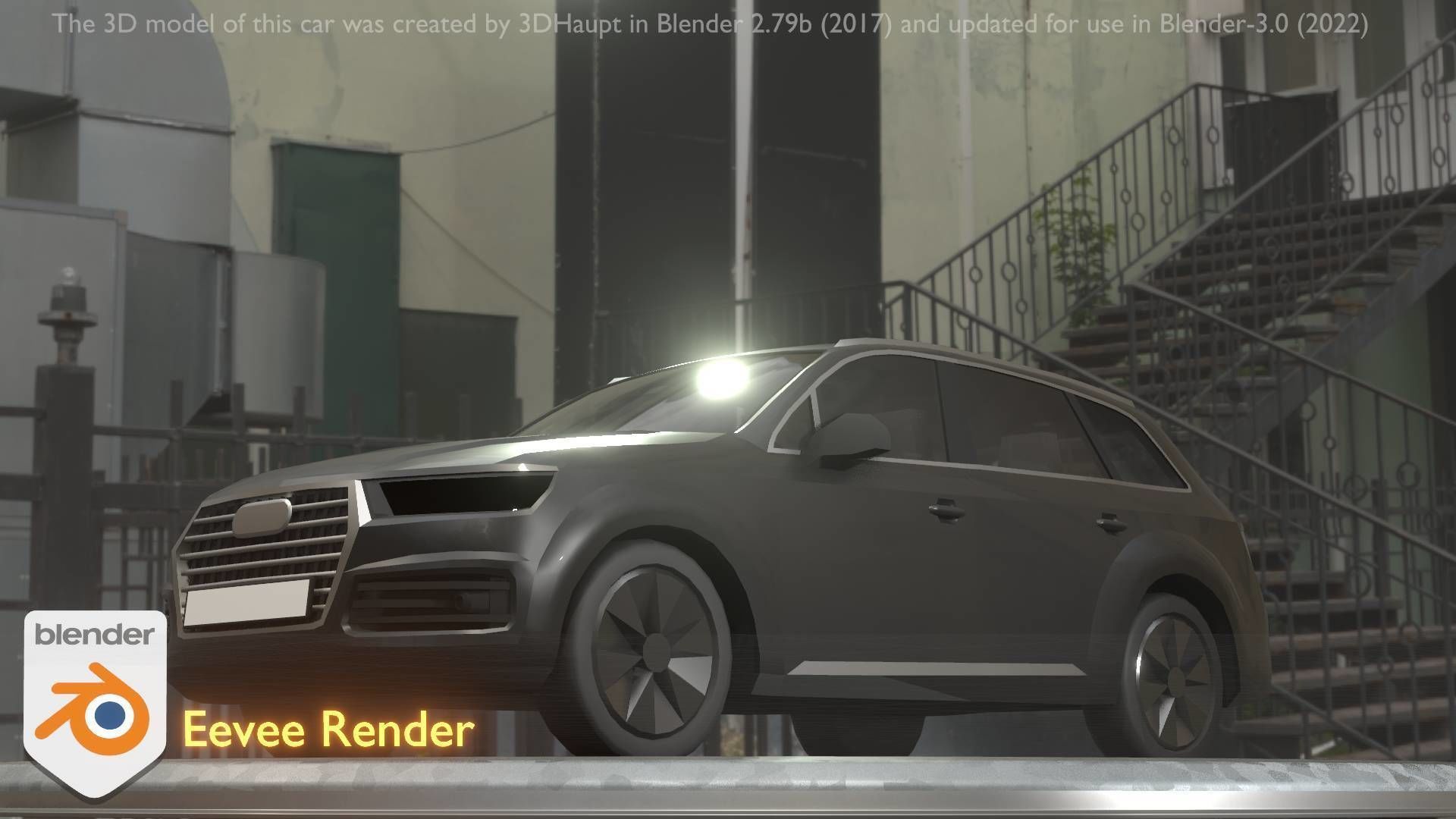 City Car 7 SUV Type-B Black  Low-poly 3D model_91