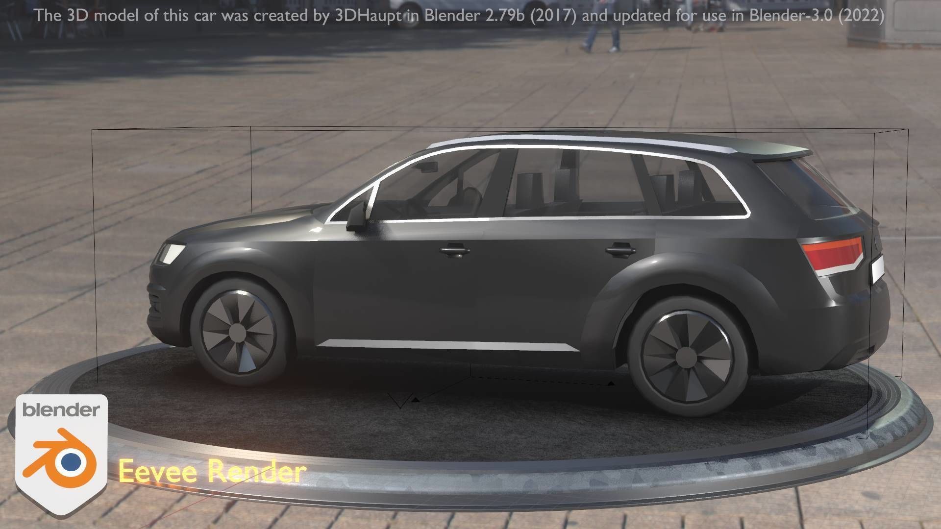 City Car 7 SUV Type-B Black  Low-poly 3D model_50