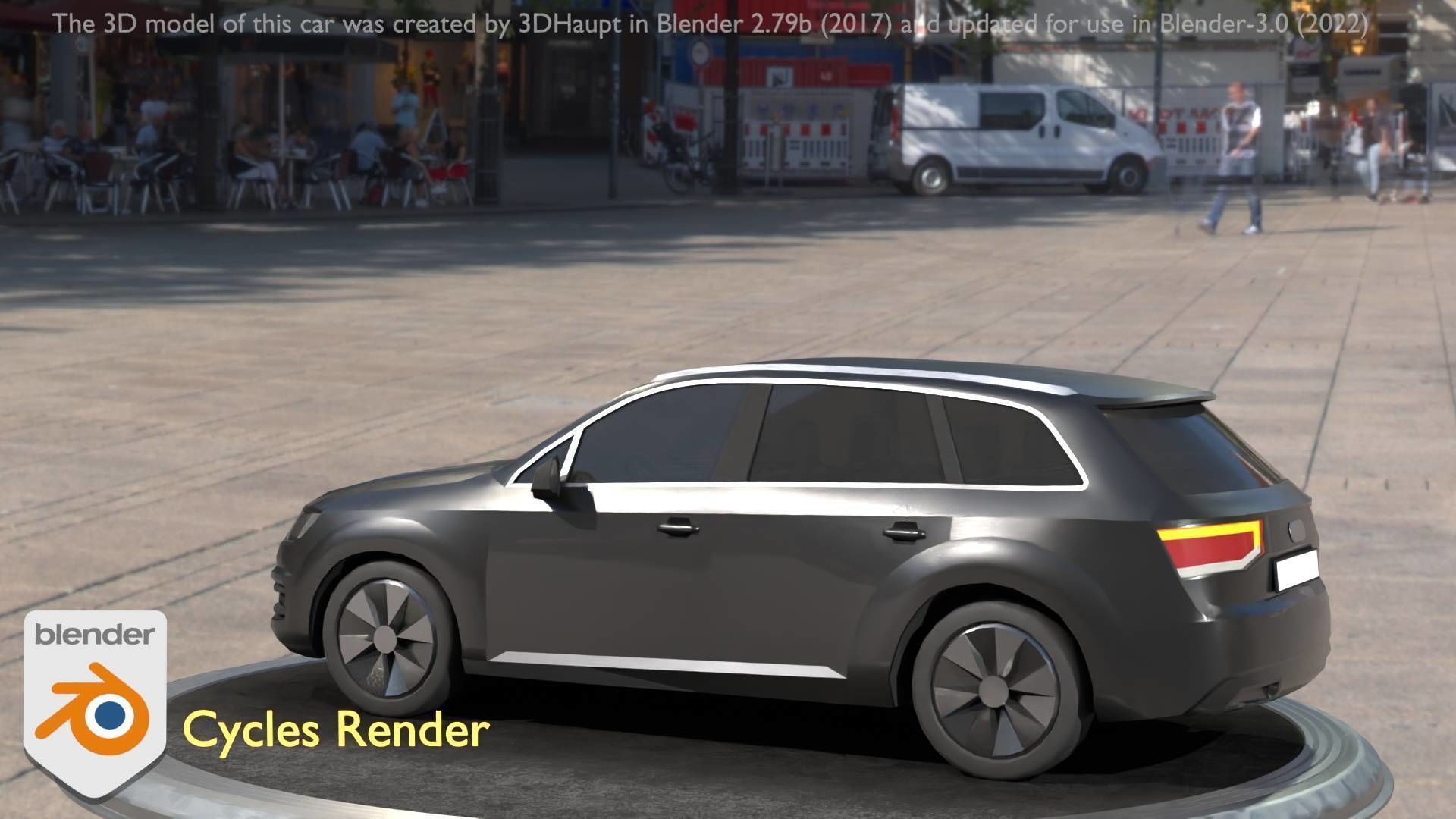 City Car 7 SUV Type-B Black  Low-poly 3D model_82