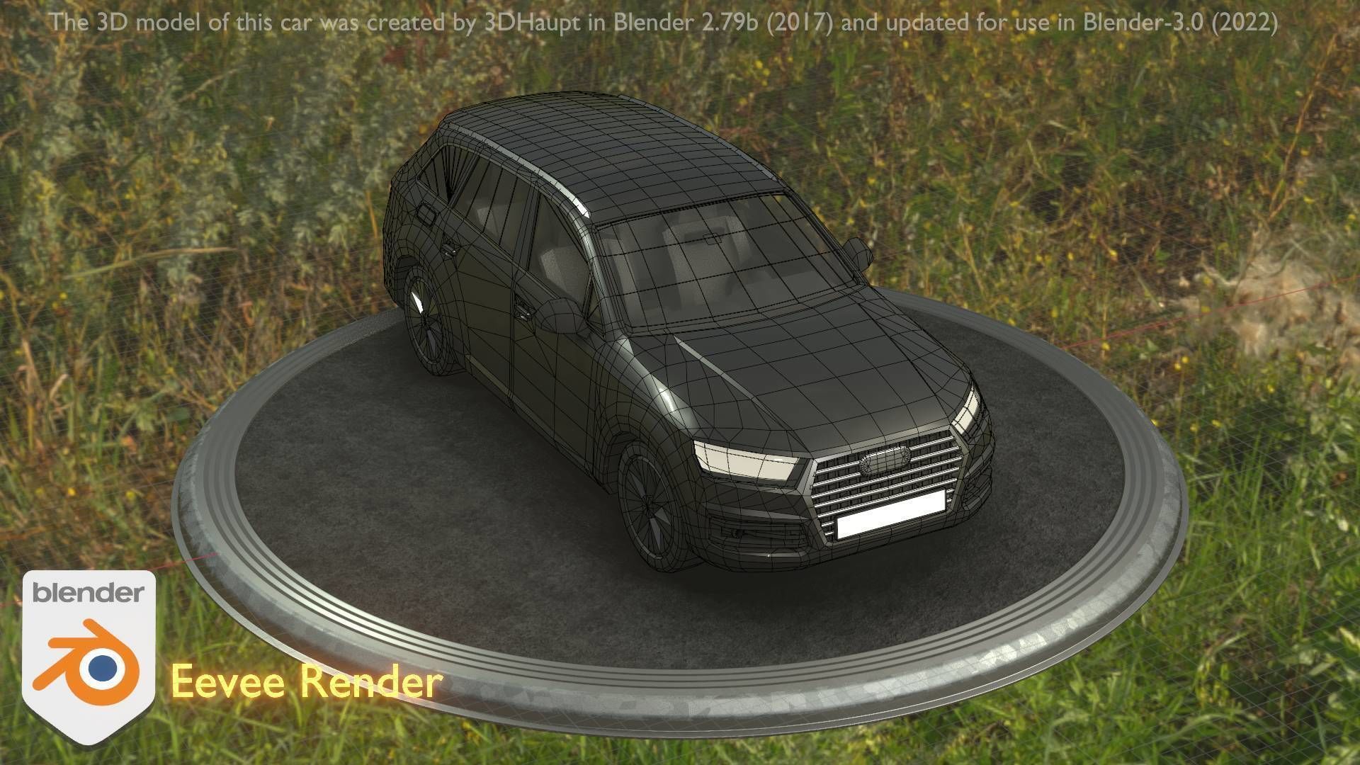 City Car 7 SUV Type-B Black  Low-poly 3D model_60
