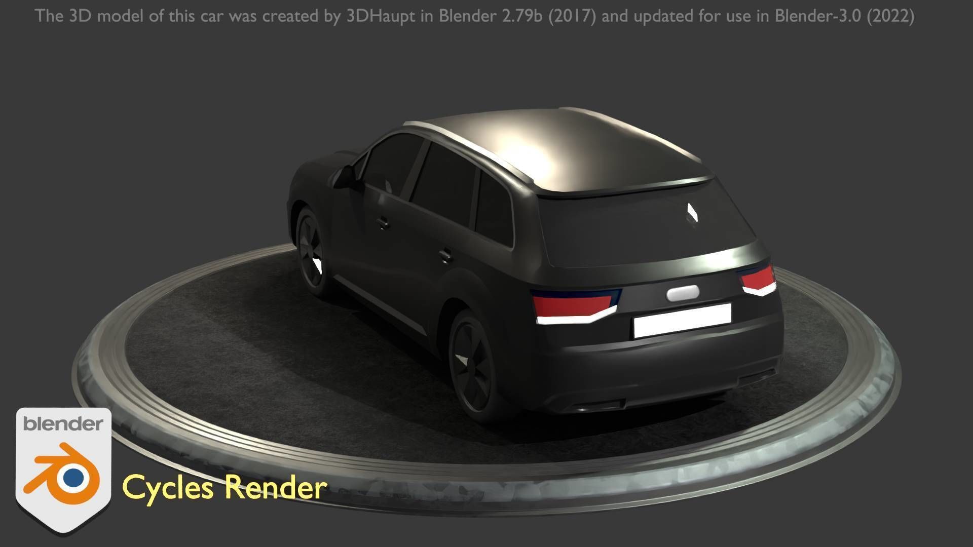 City Car 7 SUV Type-B Black  Low-poly 3D model_96