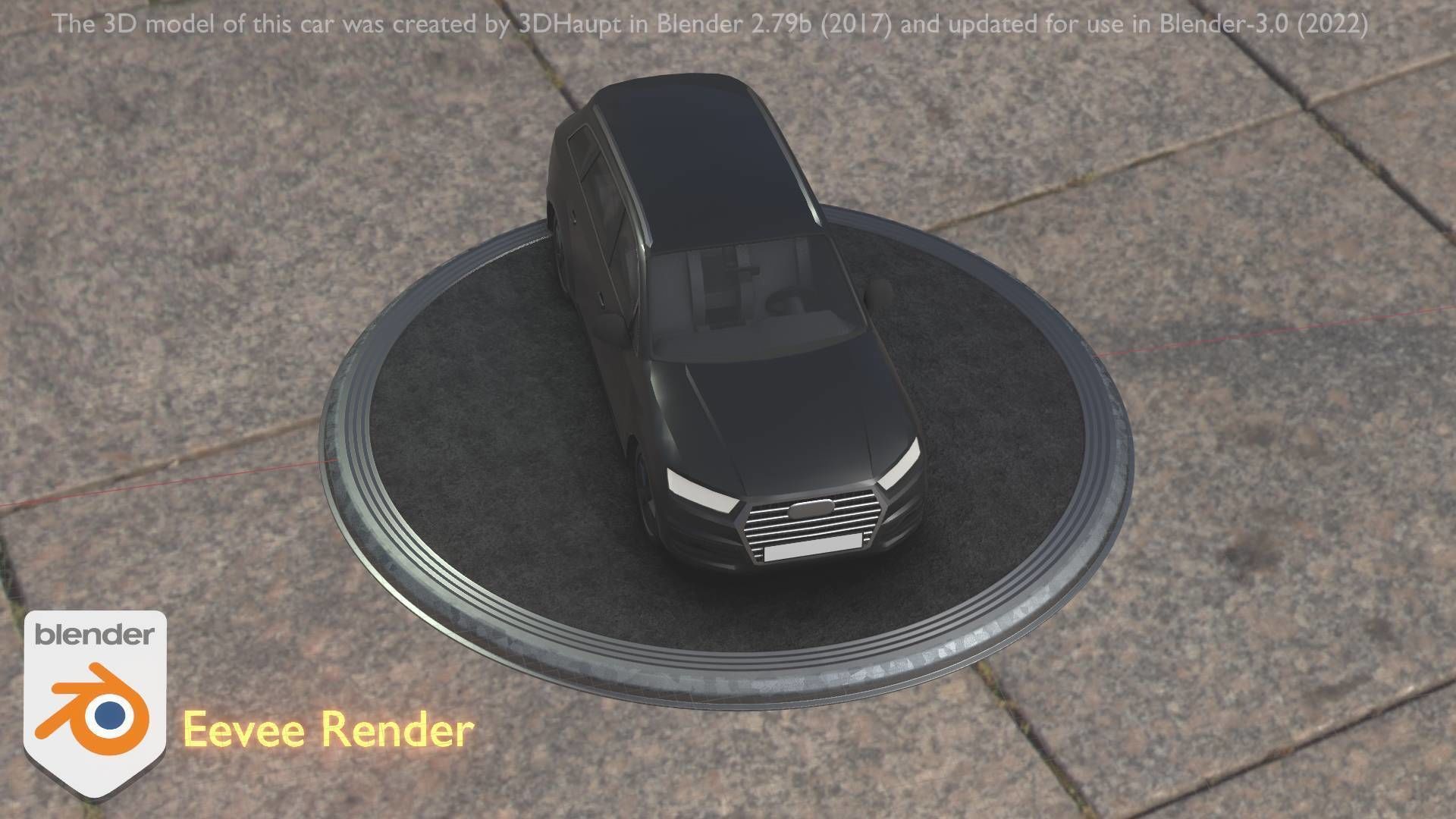 City Car 7 SUV Type-B Black  Low-poly 3D model_29