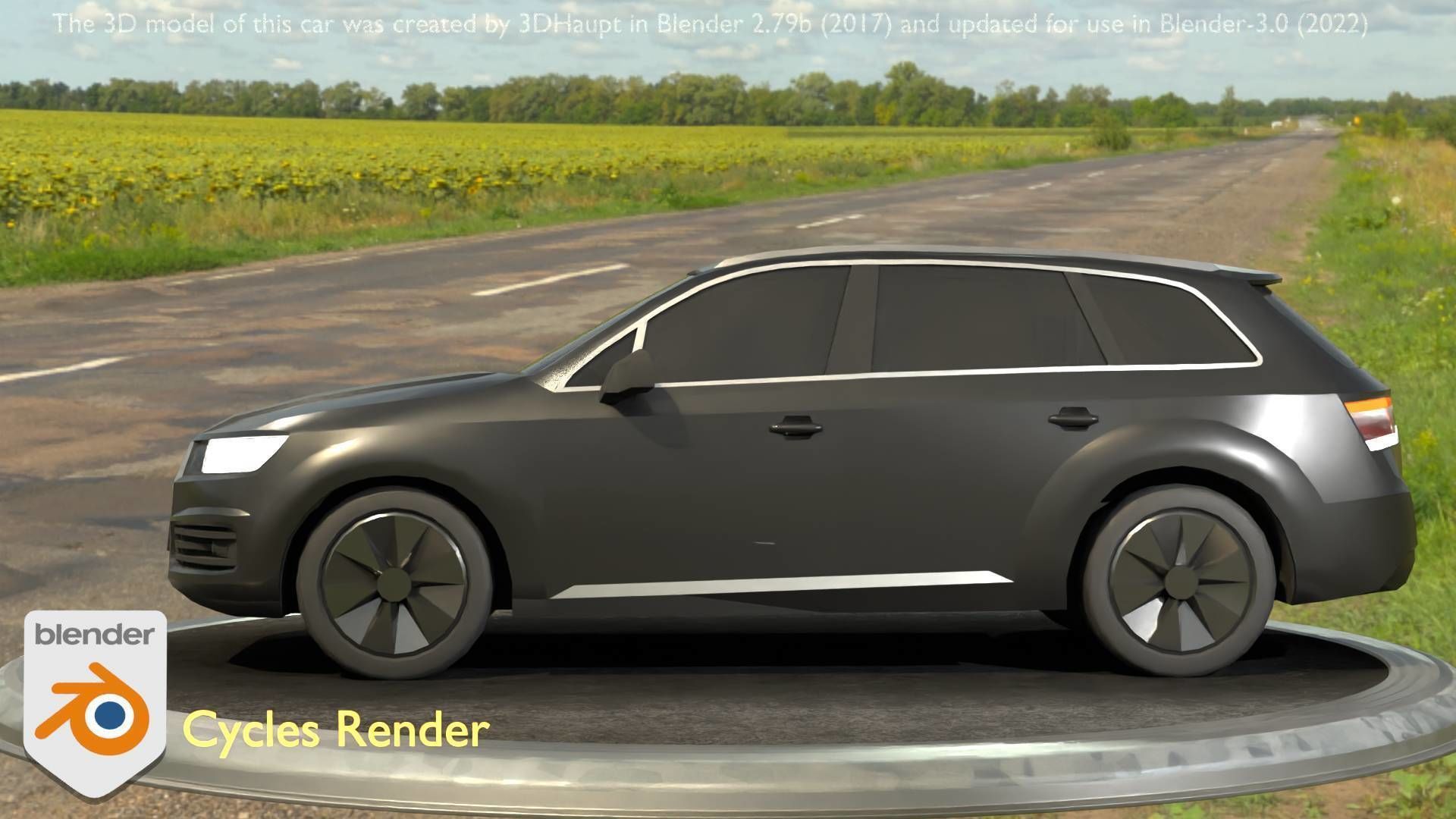 City Car 7 SUV Type-B Black  Low-poly 3D model_7