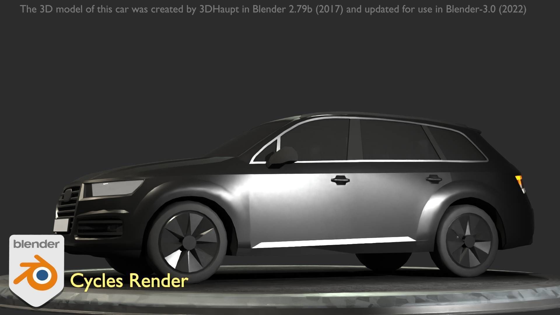 City Car 7 SUV Type-B Black  Low-poly 3D model_92
