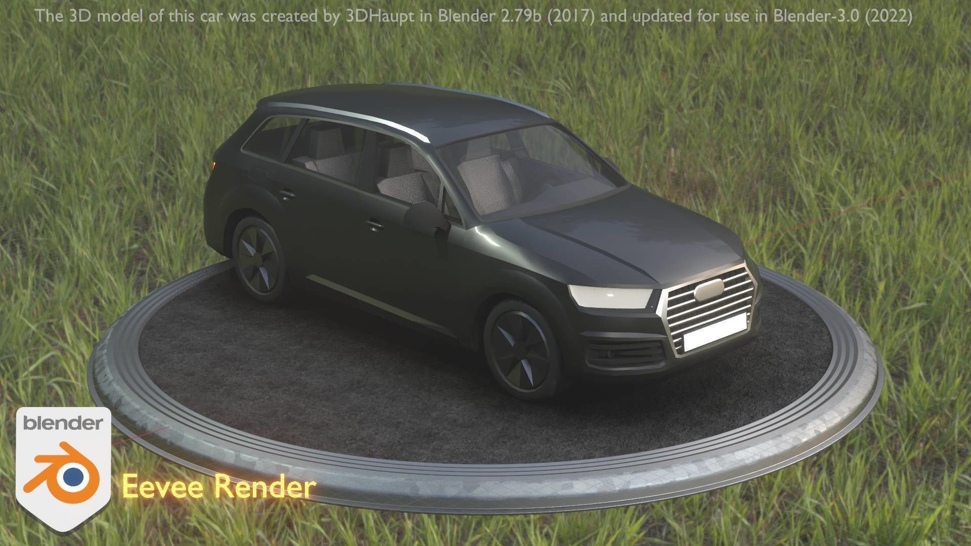 City Car 7 SUV Type-B Black  Low-poly 3D model_3