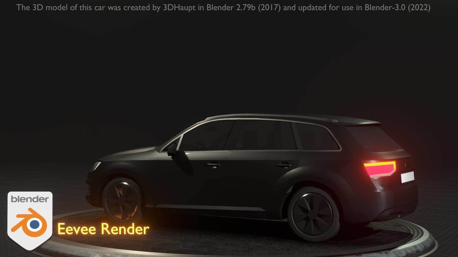 City Car 7 SUV Type-B Black  Low-poly 3D model_35