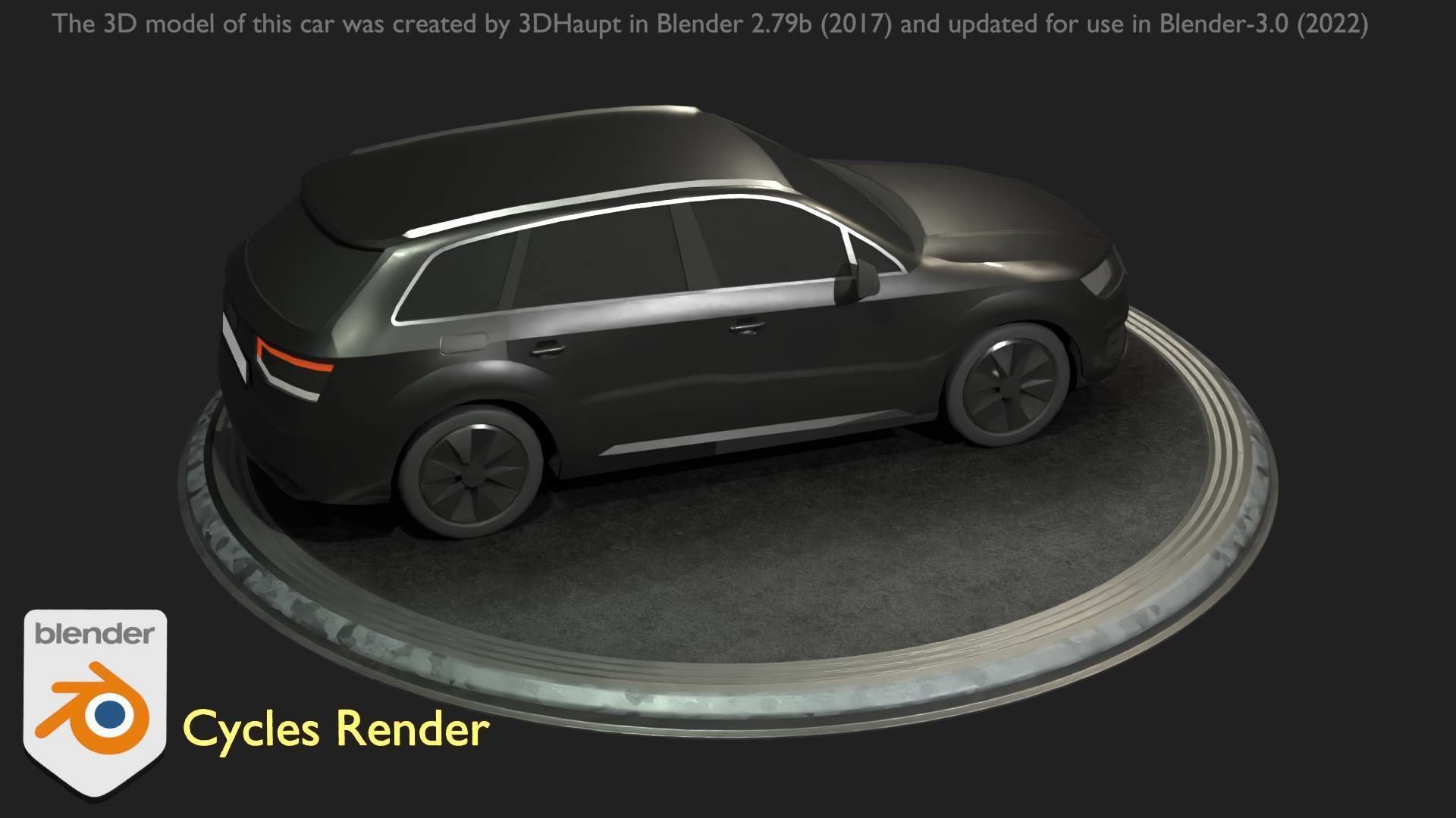 City Car 7 SUV Type-B Black  Low-poly 3D model_86