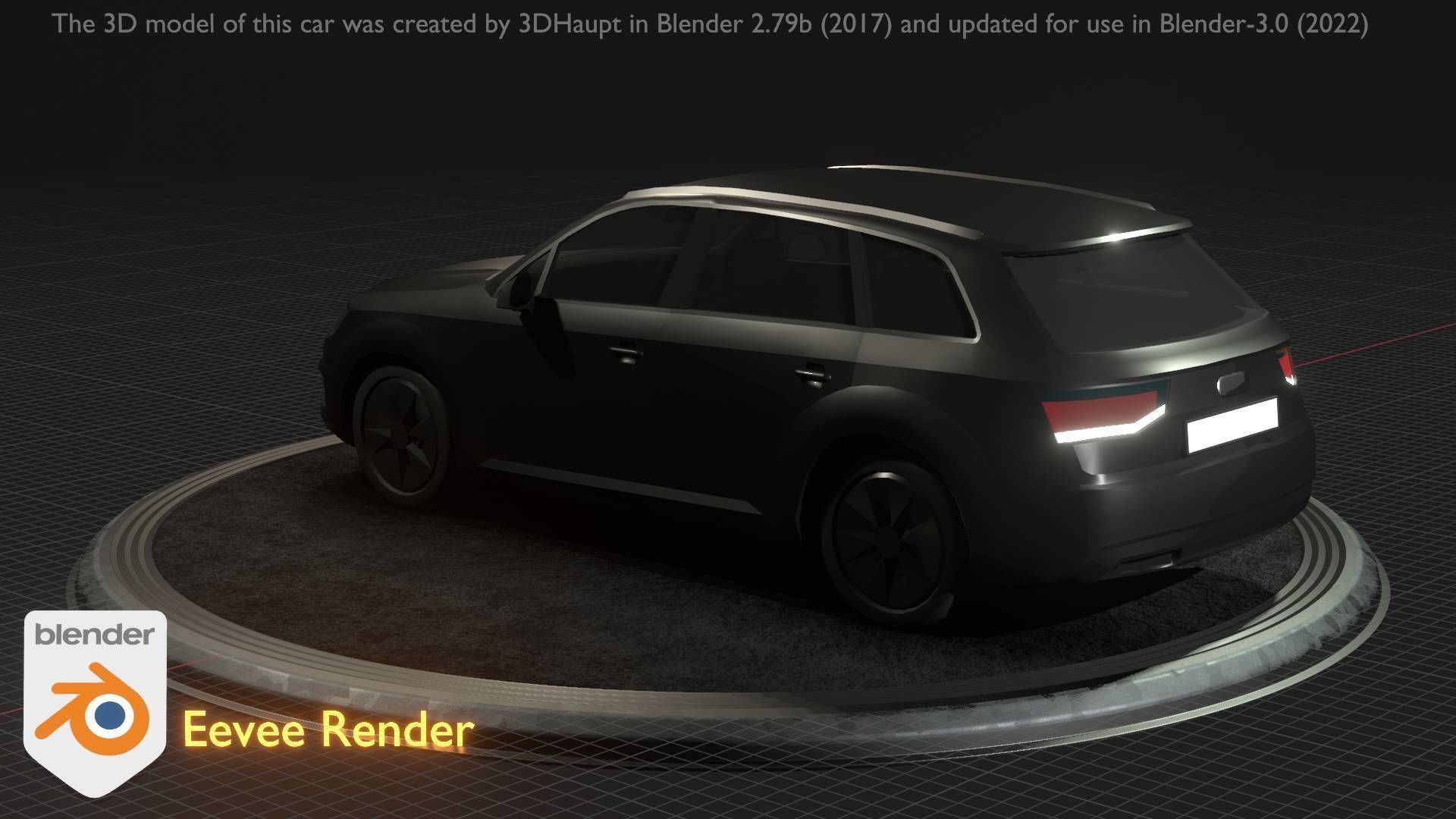 City Car 7 SUV Type-B Black  Low-poly 3D model_95