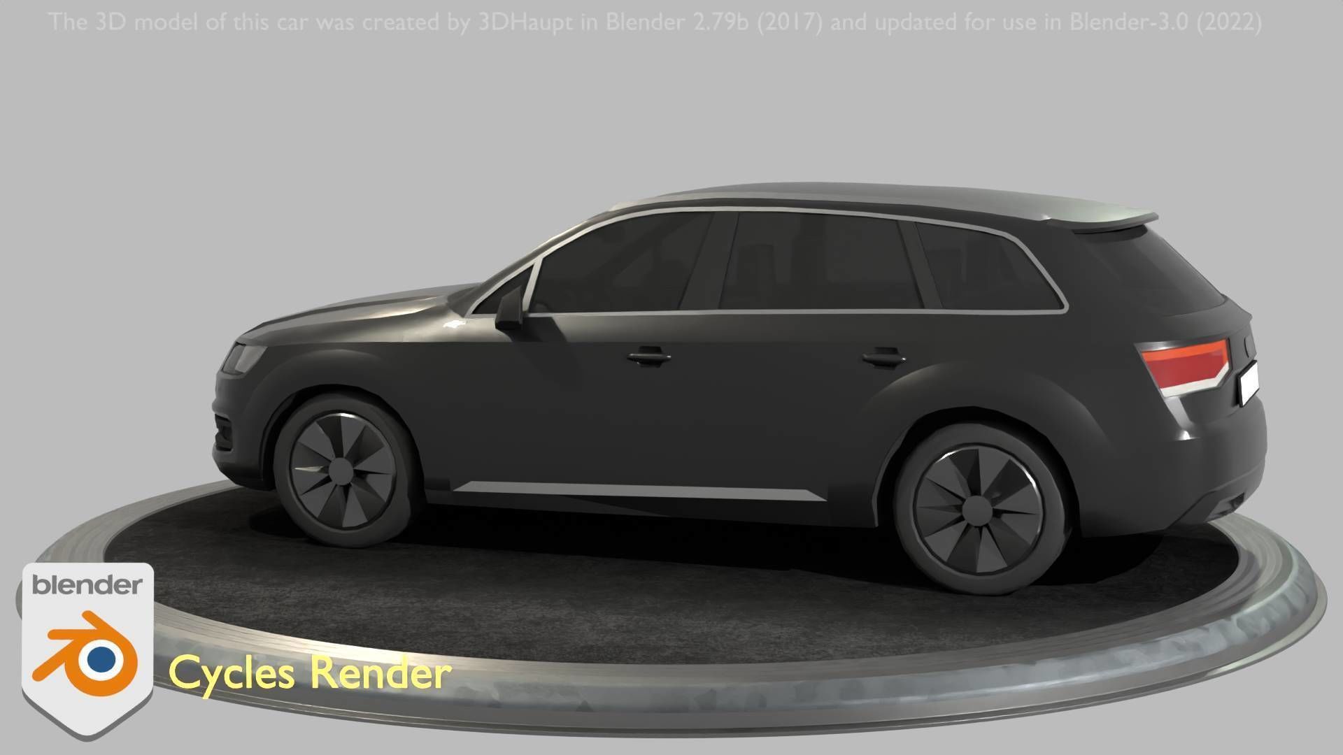 City Car 7 SUV Type-B Black  Low-poly 3D model_94