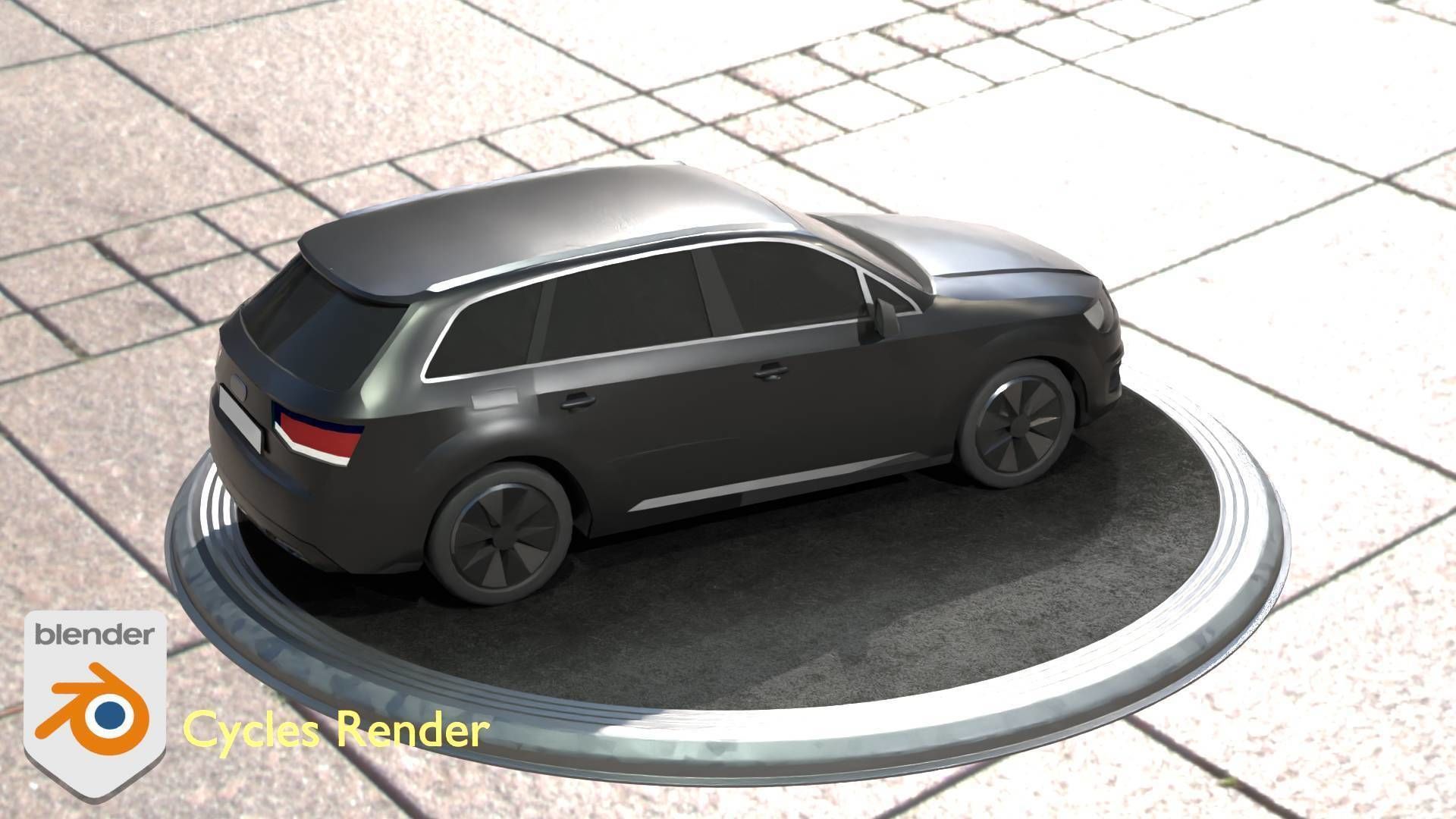 City Car 7 SUV Type-B Black  Low-poly 3D model_100