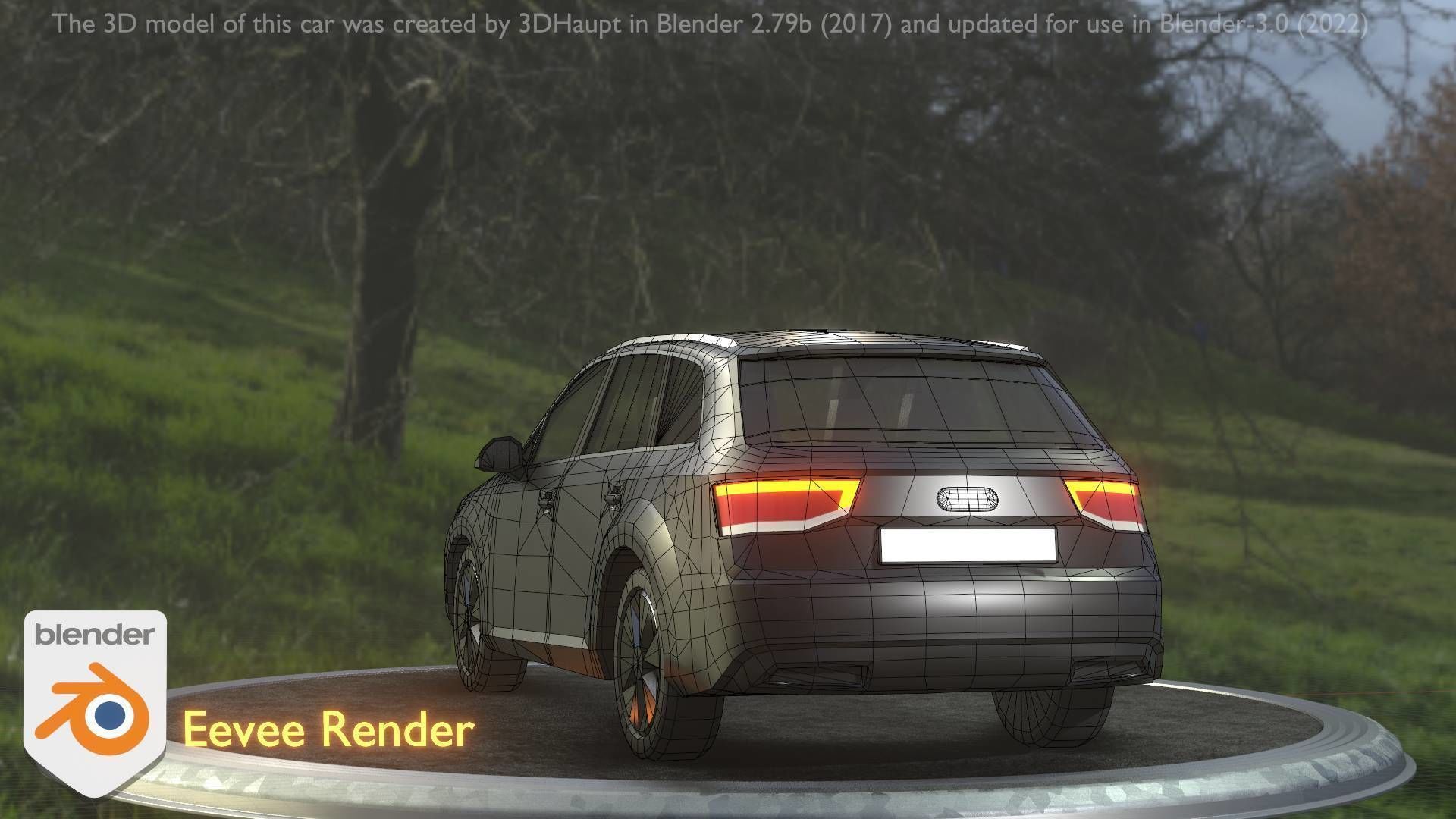 City Car 7 SUV Type-B Black  Low-poly 3D model_37