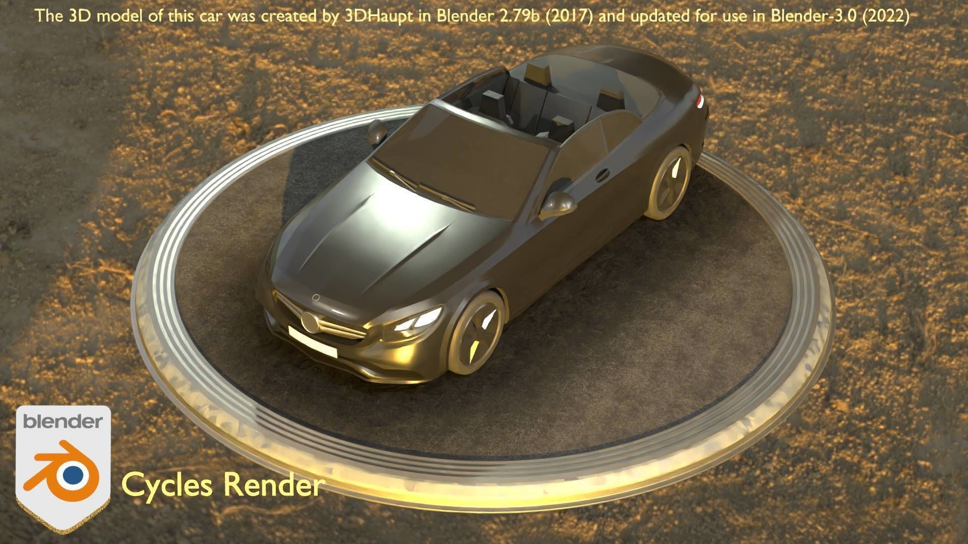 City Car 8 Top-Class Cabrio Open Type-A Black Low-poly 3D model_7