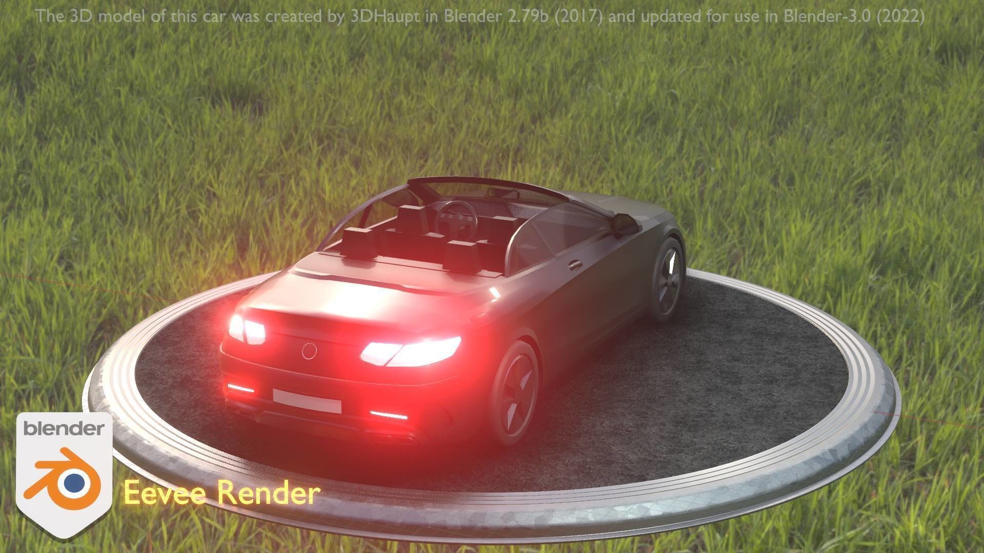 City Car 8 Top-Class Cabrio Open Type-A Black Low-poly 3D model_5