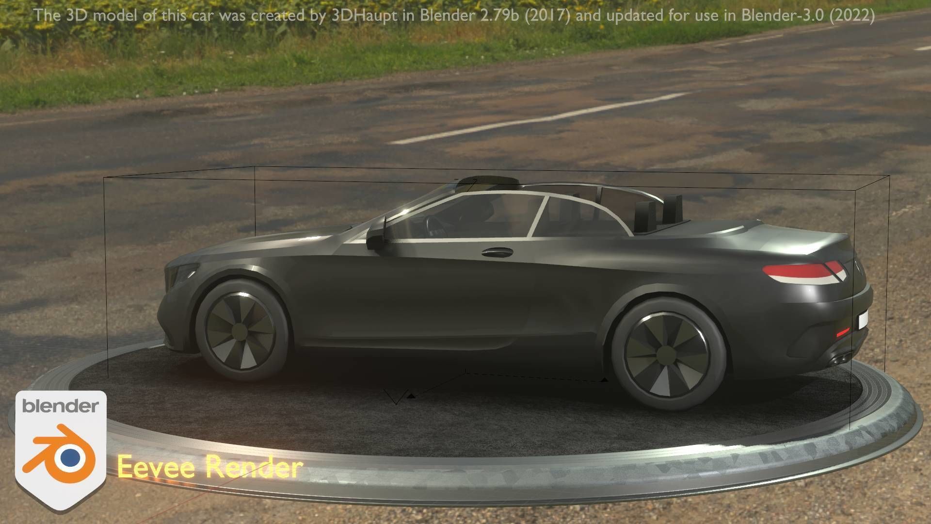 City Car 8 Top-Class Cabrio Open Type-A Black Low-poly 3D model_48