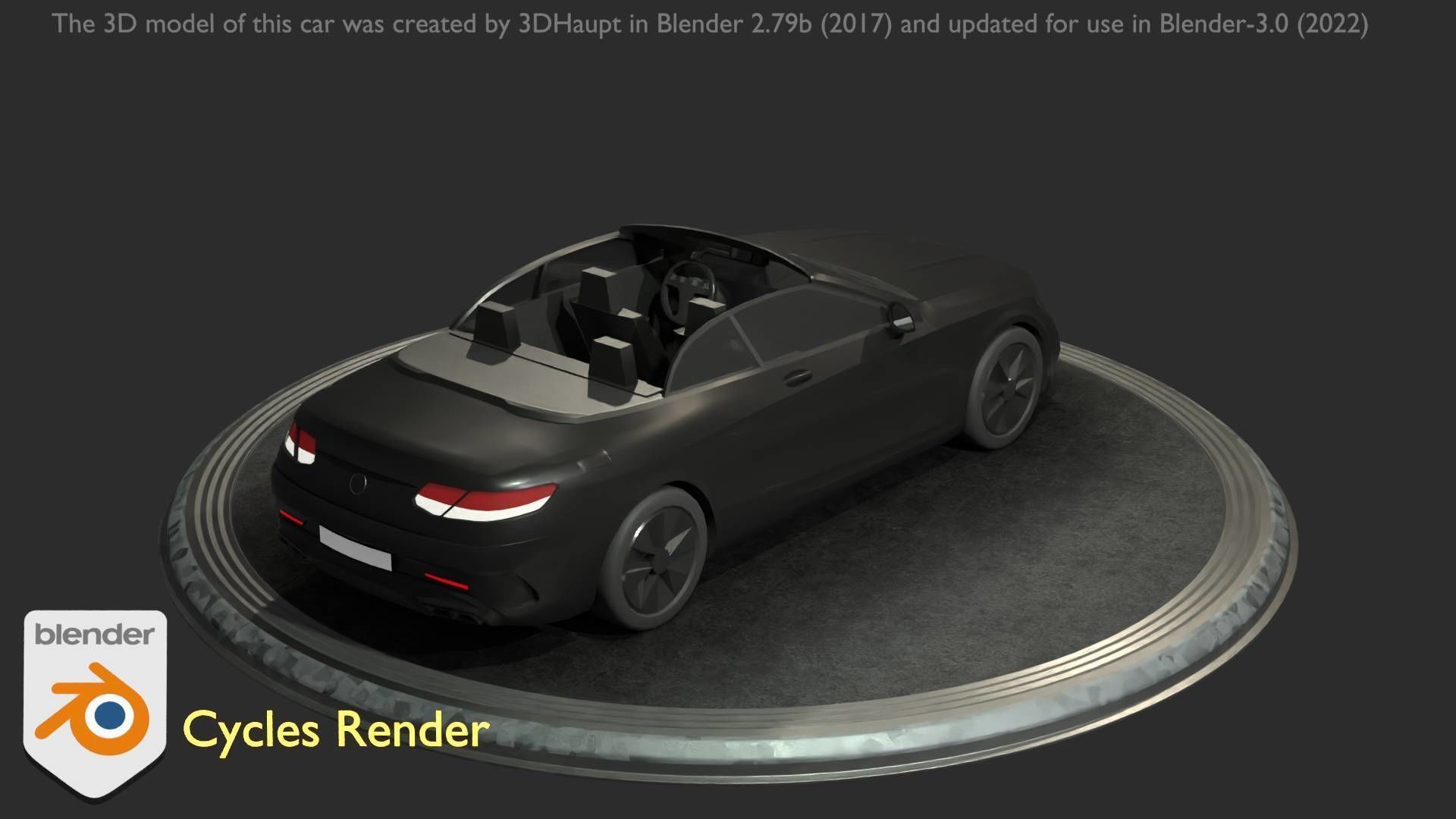 City Car 8 Top-Class Cabrio Open Type-A Black Low-poly 3D model_53