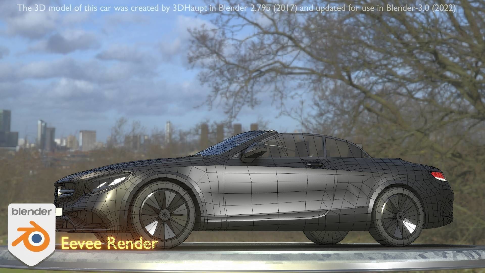 City Car 8 Top-Class Cabrio Open Type-A Black Low-poly 3D model_10