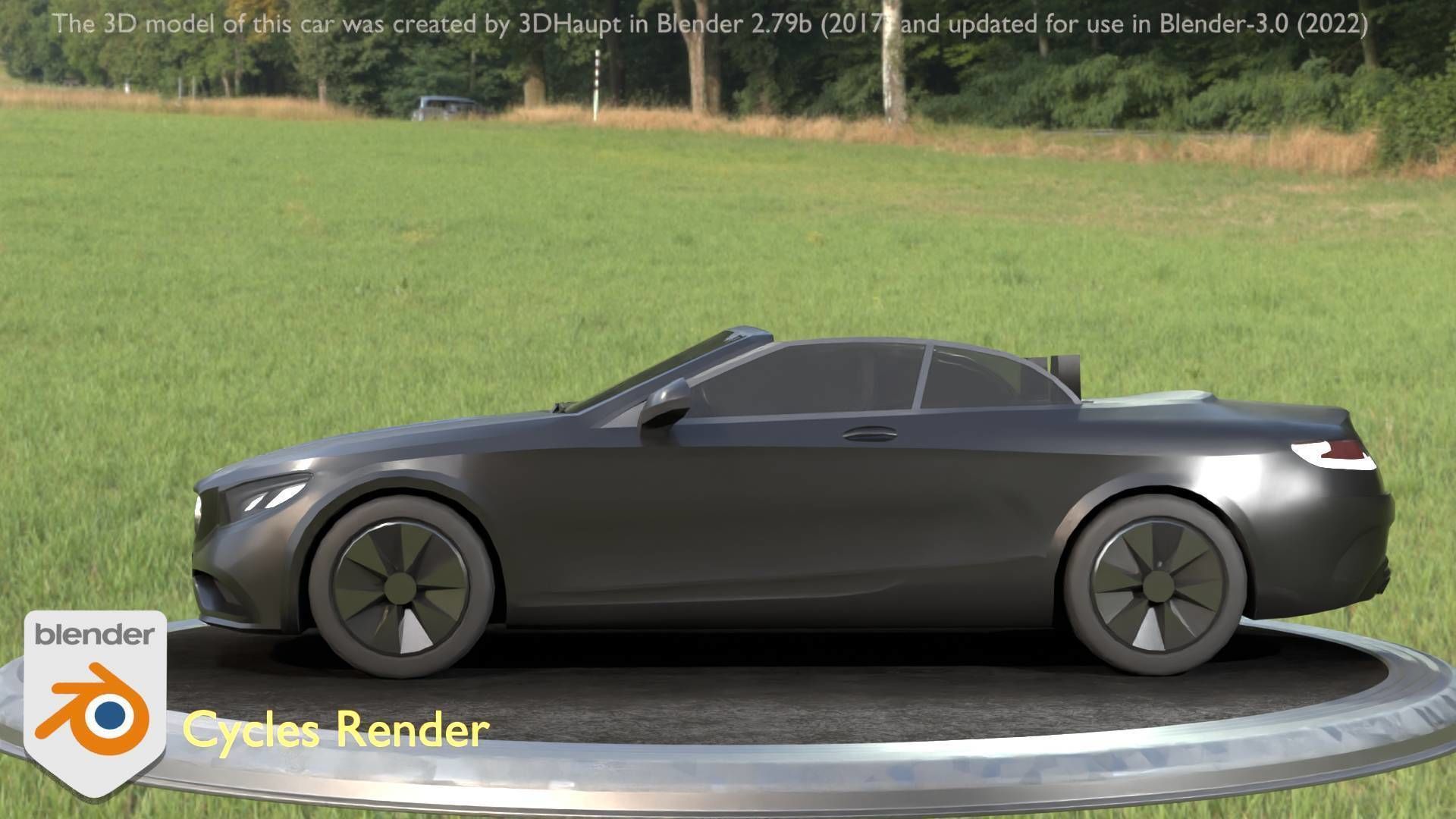 City Car 8 Top-Class Cabrio Open Type-A Black Low-poly 3D model_47