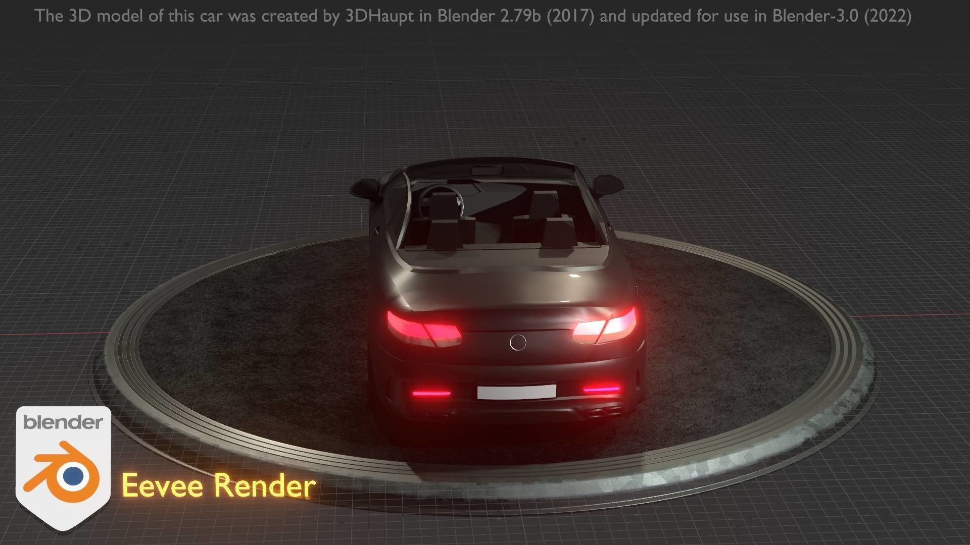 City Car 8 Top-Class Cabrio Open Type-A Black Low-poly 3D model_94