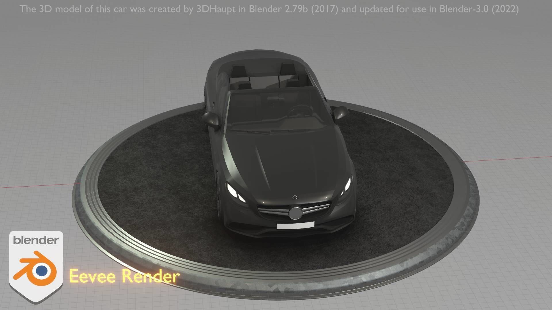City Car 8 Top-Class Cabrio Open Type-A Black Low-poly 3D model_12