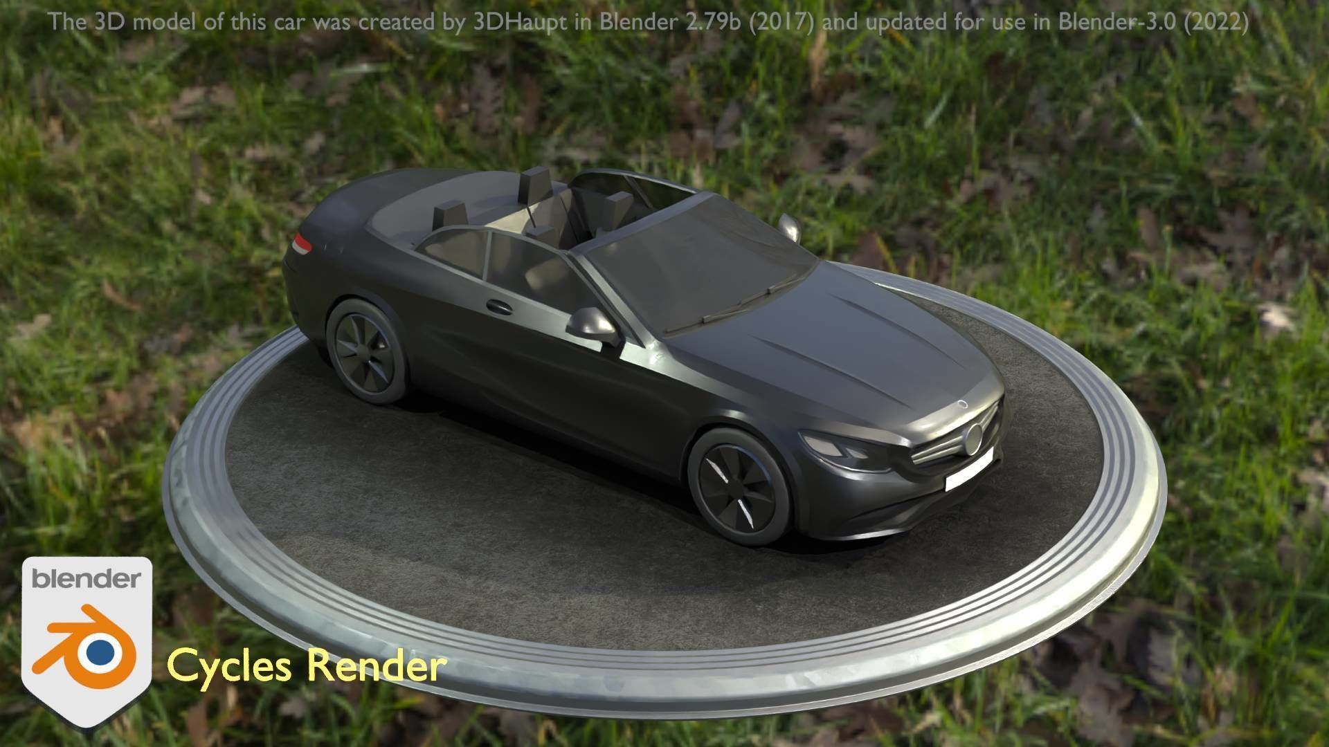 City Car 8 Top-Class Cabrio Open Type-A Black Low-poly 3D model_57