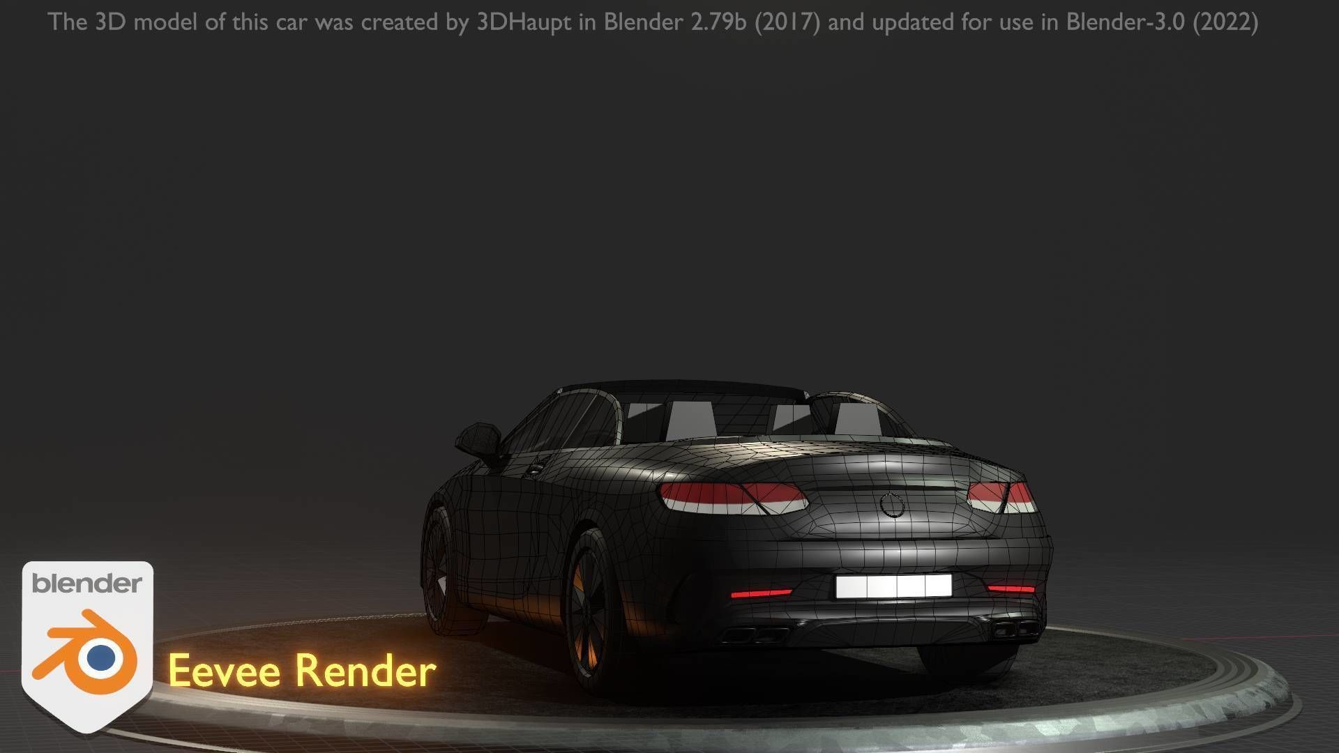 City Car 8 Top-Class Cabrio Open Type-A Black Low-poly 3D model_36