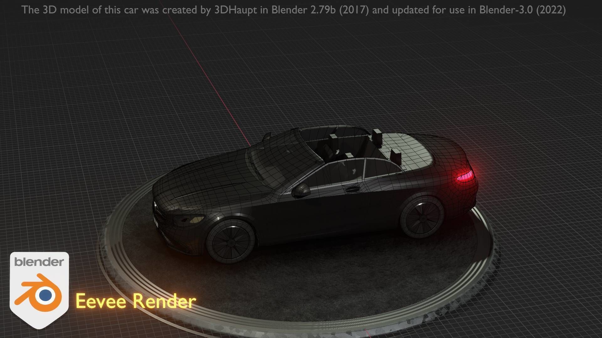 City Car 8 Top-Class Cabrio Open Type-A Black Low-poly 3D model_32