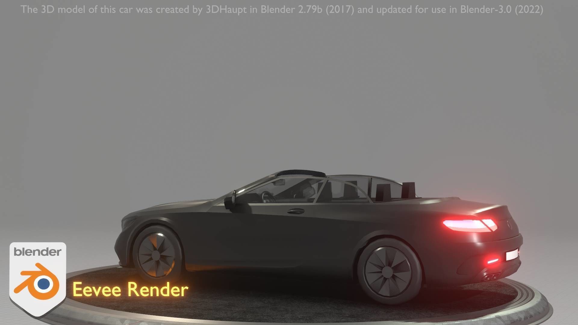 City Car 8 Top-Class Cabrio Open Type-A Black Low-poly 3D model_34